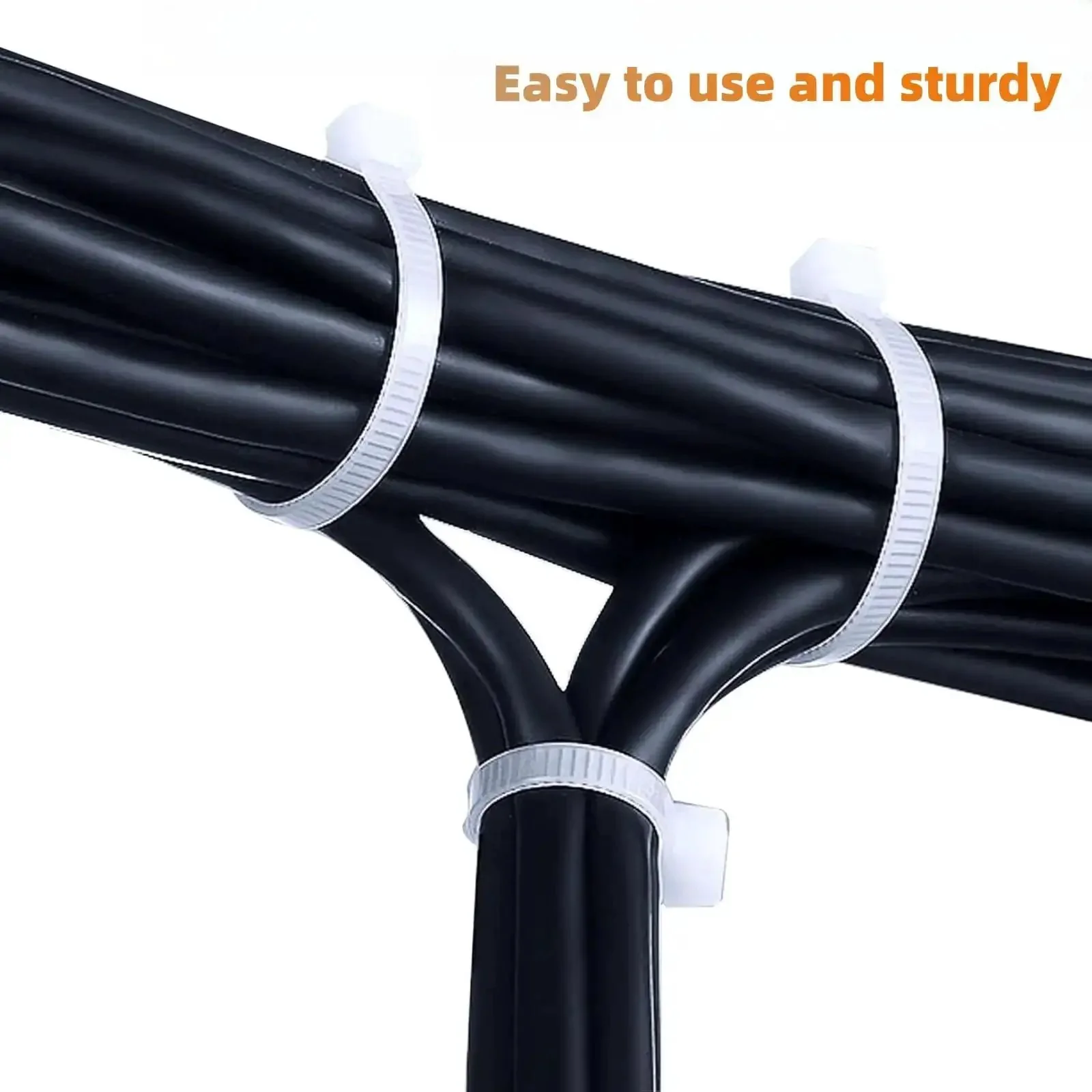 White Zip Ties 12 Inch 100 Pack Heavy Duty Self Locking Nylon Cable Ties 120 Lbs Tensile Strength Perfect For Indoor And Outdoor Use Weather Resistant Bundle Organizer For Wires Cables Hoses And Garden Projects - Image 3