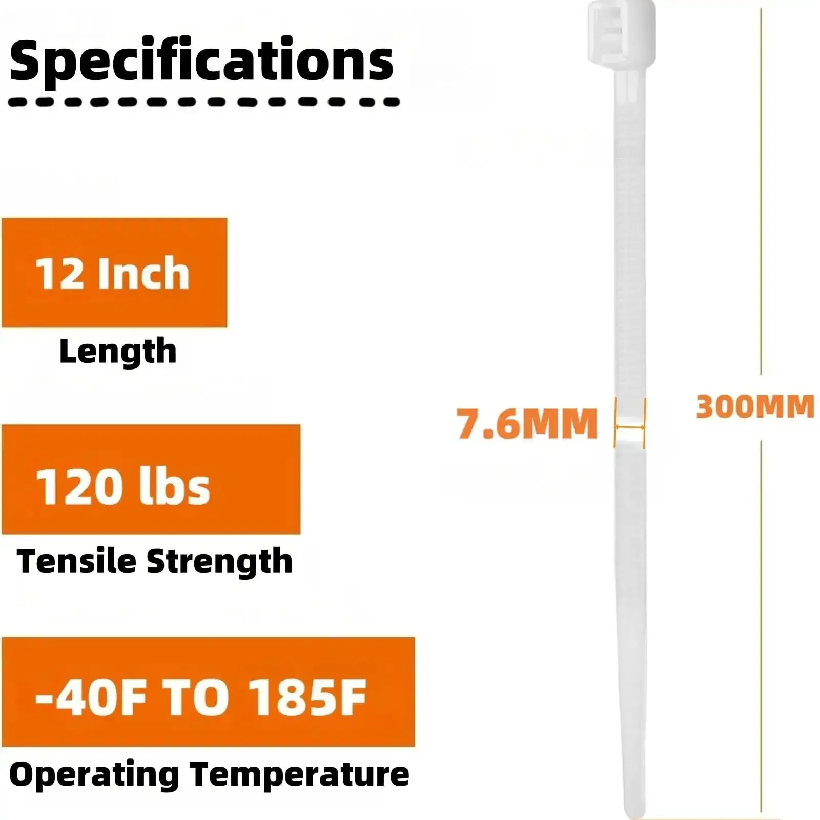 White Zip Ties 12 Inch 100 Pack Heavy Duty Self Locking Nylon Cable Ties 120 Lbs Tensile Strength Perfect For Indoor And Outdoor Use Weather Resistant Bundle Organizer For Wires Cables Hoses And Garden Projects - Image 6