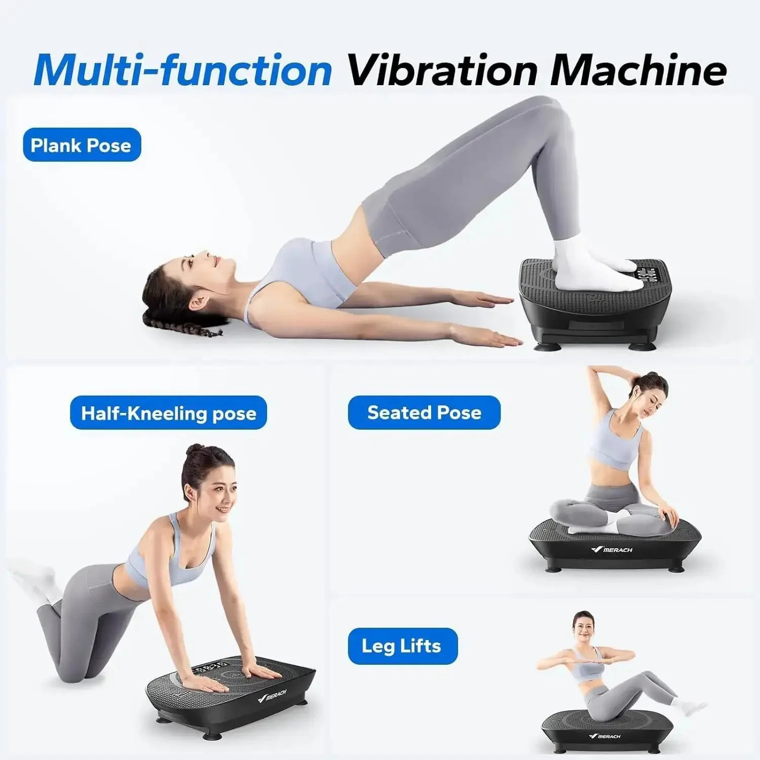 Whole Body Vibration Plate Exercise Machine For Home Gym Bluetooth Enabled With Silicone Pedals Manual And Auto Modes 10 Speed Levels Auto Sensing Vibration Easy Setup Boss Level Black Fitness Platform - Image 4