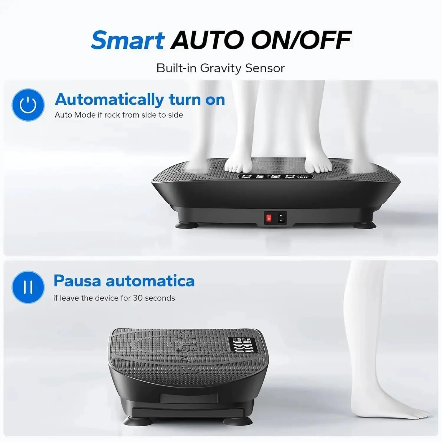 Whole Body Vibration Plate Exercise Machine For Home Gym Bluetooth Enabled With Silicone Pedals Manual And Auto Modes 10 Speed Levels Auto Sensing Vibration Easy Setup Boss Level Black Fitness Platform - Image 7