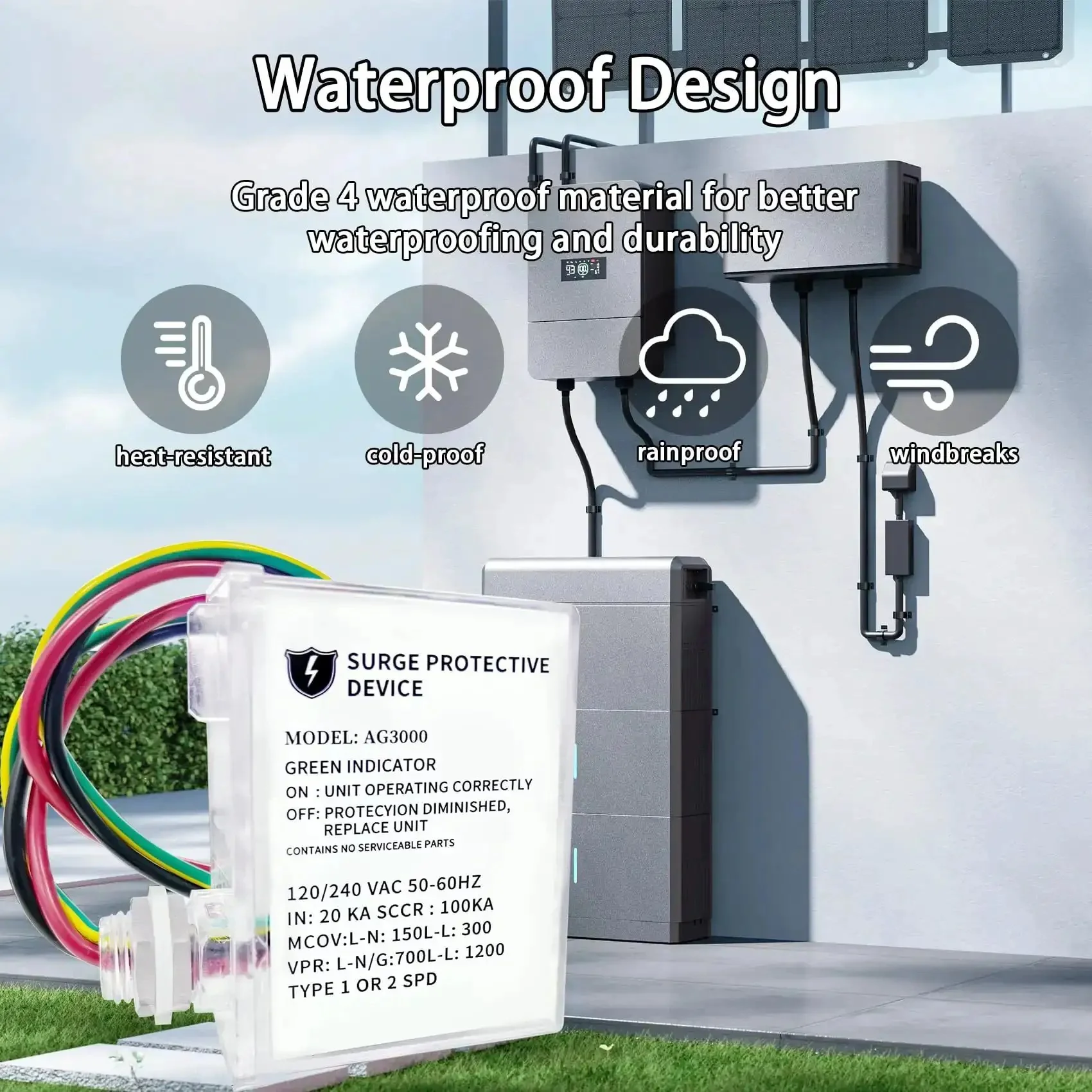 Whole House HVAC Surge Protector With TPMOV Tech, Watertight Enclosure, Lightning Protection, And Triple Protection Modes L G, L L, L N, 120 And 240 VAC Power Shield For Home Air Conditioning System And Electrical Equipment - Image 4