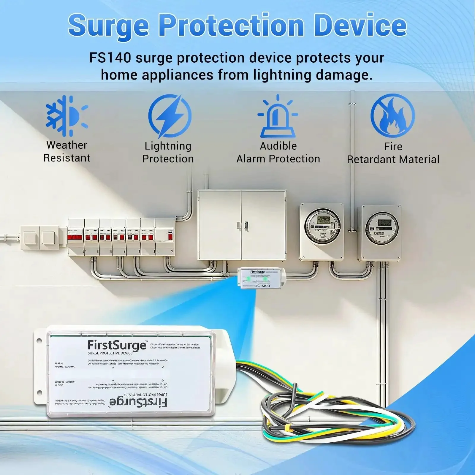 Whole House Surge Protector With 140,000 Amps For 120 And 240V Homes, Beefed Up Surge Protection Device With Lightning Protection To Guard All Circuits, Easy Install, Reliable Home Electrical Safety Upgrade - Image 8