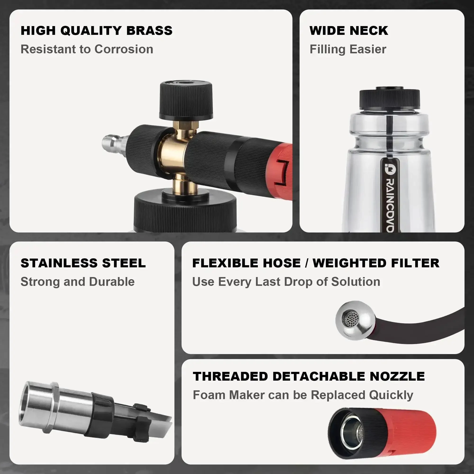 Wide Mouth Foam Cannon For Pressure Washer With Thick Snow Foam For Car Wash, Pro Grade Adjustable Soap Cannon, Car Detailing Tool With Quarter Inch Quick Connector And One Point One Millimeter Orifice Nozzle - Image 5