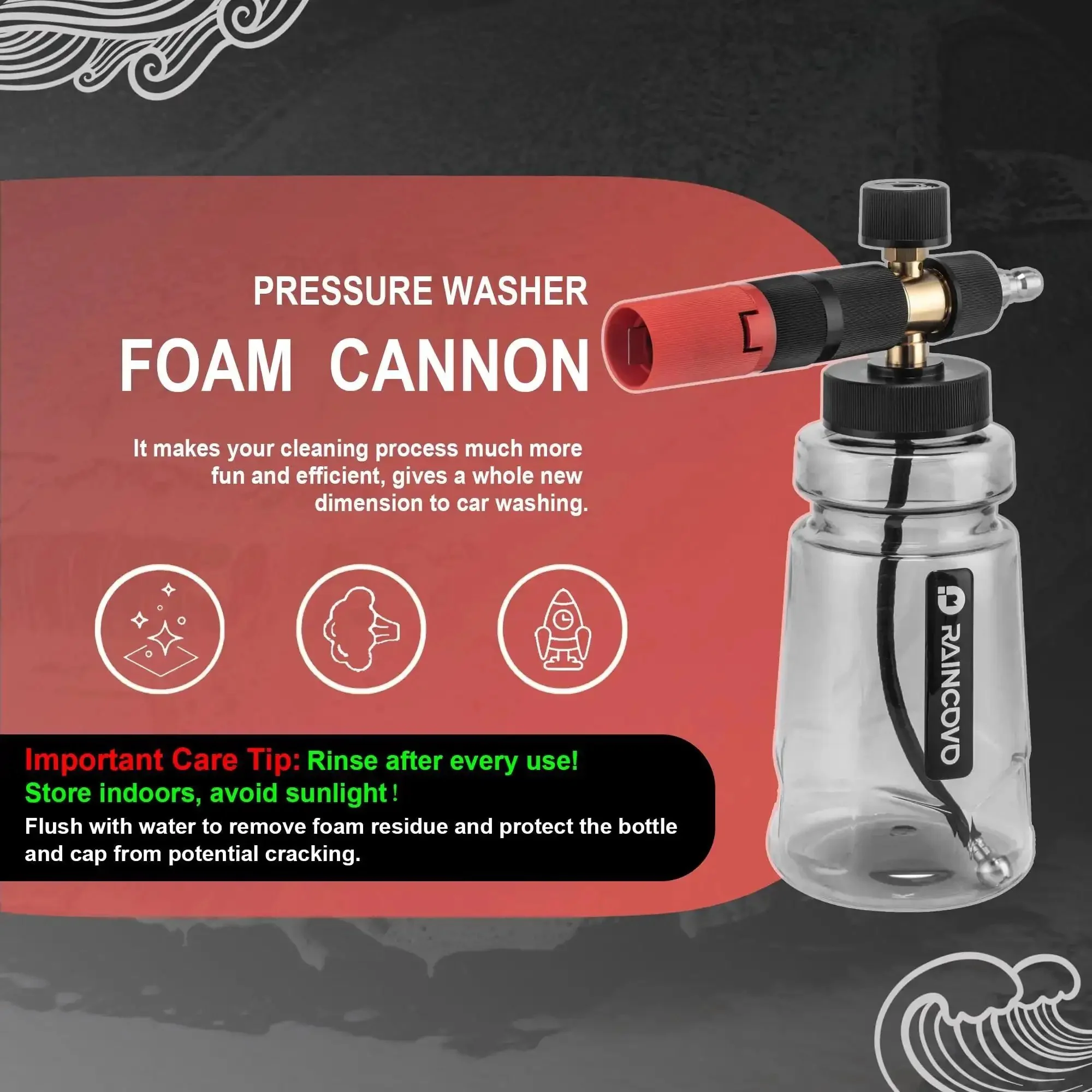 Wide Mouth Foam Cannon For Pressure Washer With Thick Snow Foam For Car Wash, Pro Grade Adjustable Soap Cannon, Car Detailing Tool With Quarter Inch Quick Connector And One Point One Millimeter Orifice Nozzle - Image 8