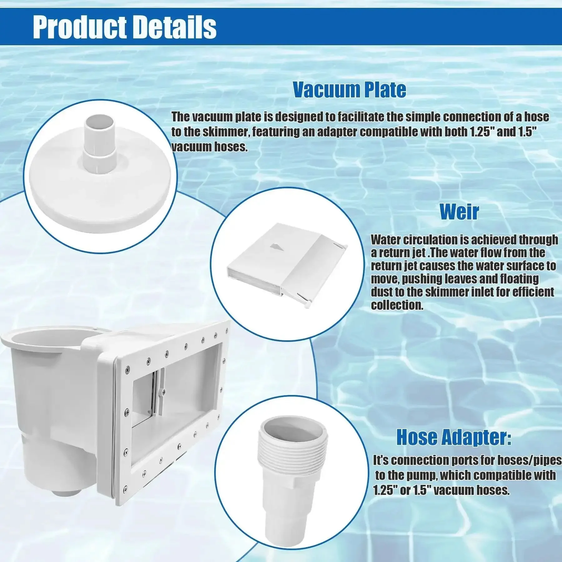 Wide Mouth Through Wall Skimmer Kit For Above Ground Pools Easy Install Debris Catcher Keeps Water Moving And Pool Clean Great For Quick Maintenance And Surface Debris Removal No Drama - Image 7