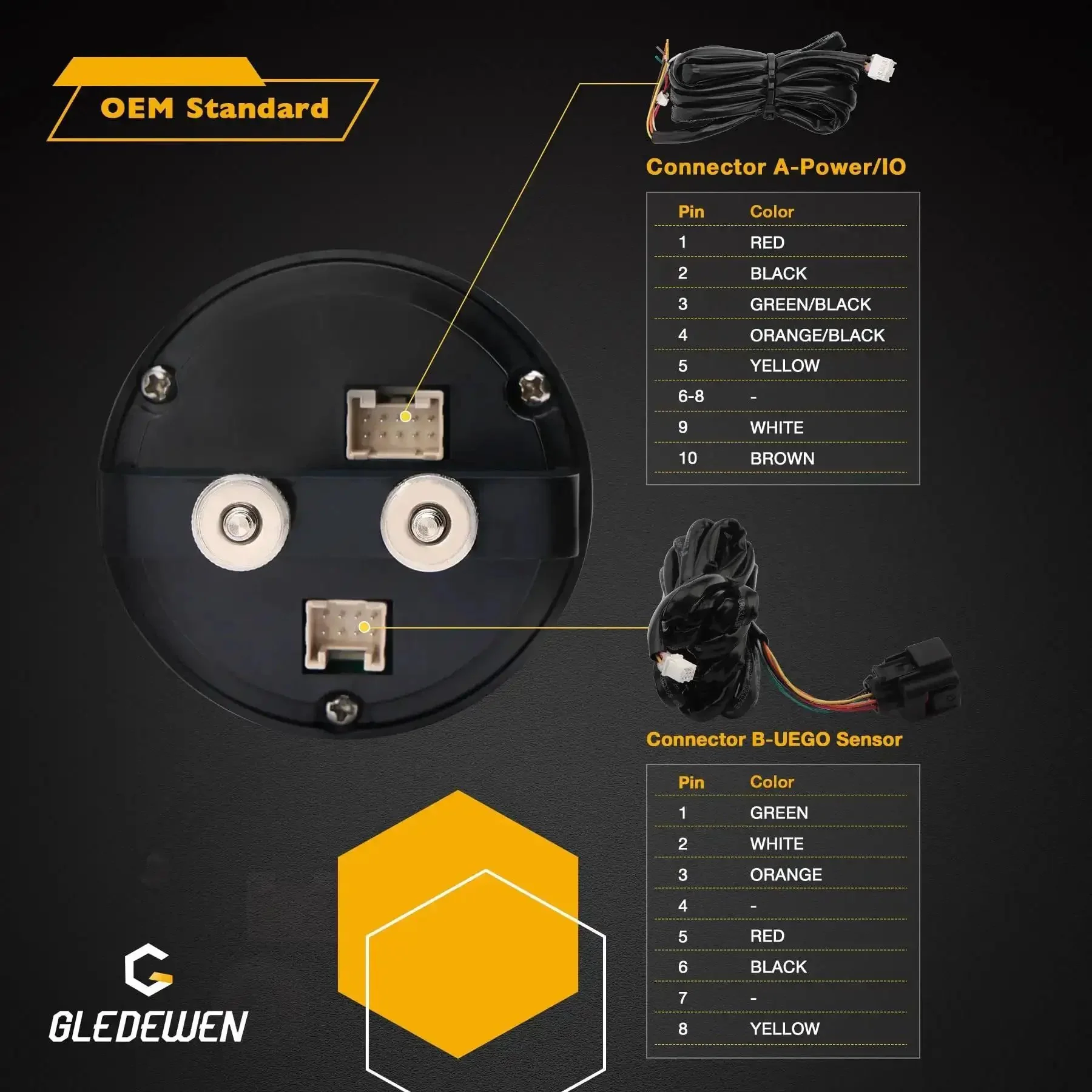 Wideband Air Fuel Ratio Gauge 52mm With LSU 4.9 Sensor AFR Lambda Controller Kit 24 Color LED Display Four Digit Readout Reversible Faceplate Switchable Air Fuel Lambda Oxygen Modes For Tuner Ready Performance - Image 6