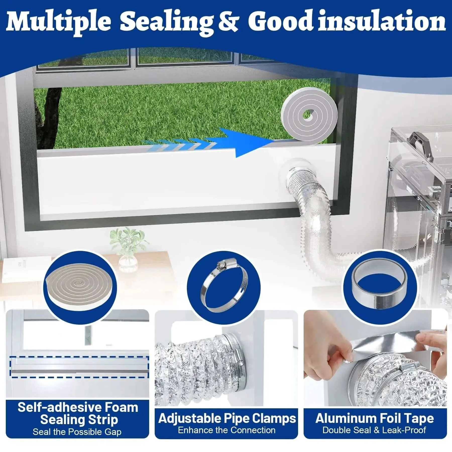 Window Vent Kit With Louvered Cover For 3 Inch And 4 Inch Vent Hose Fits Dryers Laser Engravers And 3D Printer Enclosures With Adjustable Window Seal Panels For Safe Indoor Ventilation - Image 4
