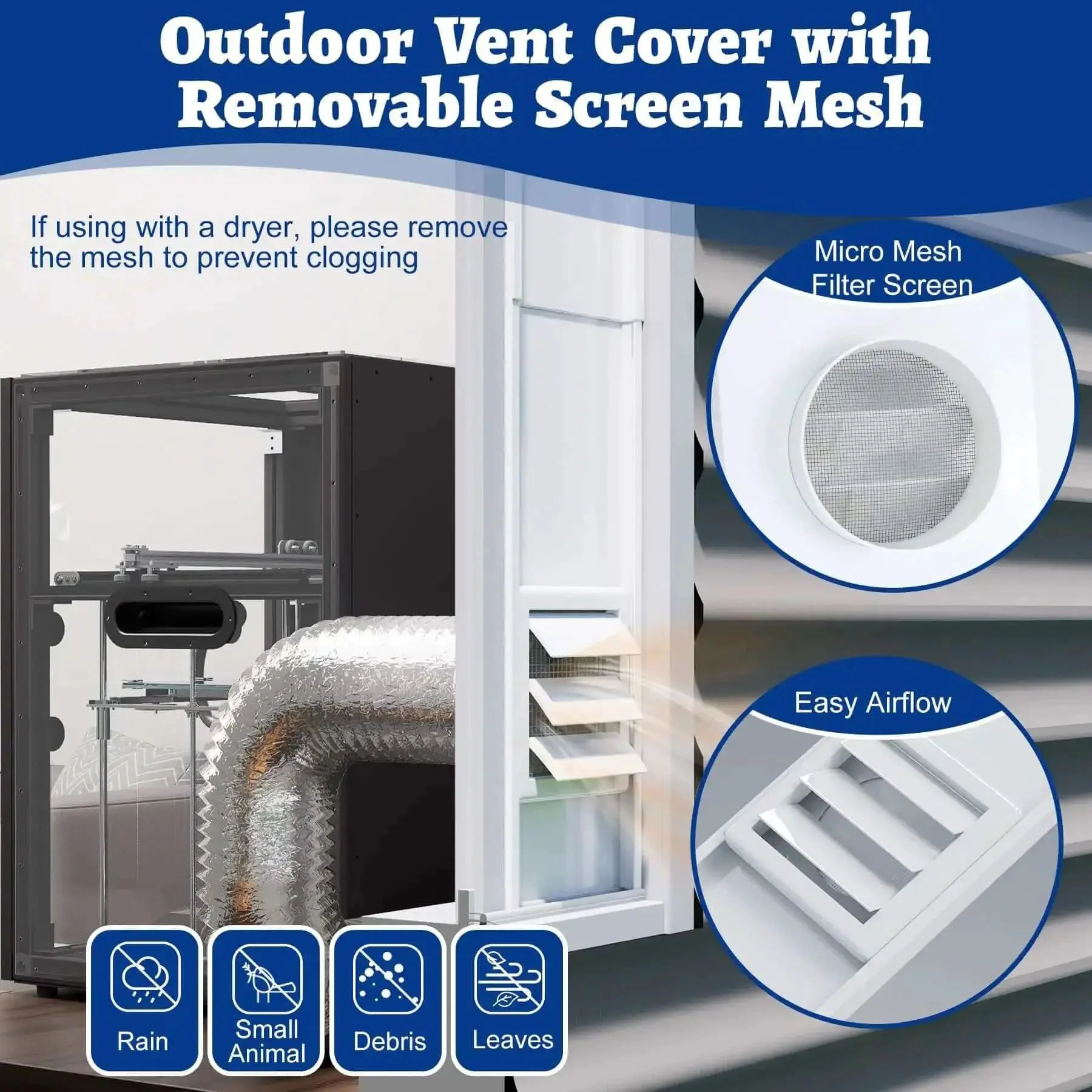 Window Vent Kit With Louvered Cover For 3 Inch And 4 Inch Vent Hose Fits Dryers Laser Engravers And 3D Printer Enclosures With Adjustable Window Seal Panels For Safe Indoor Ventilation - Image 7