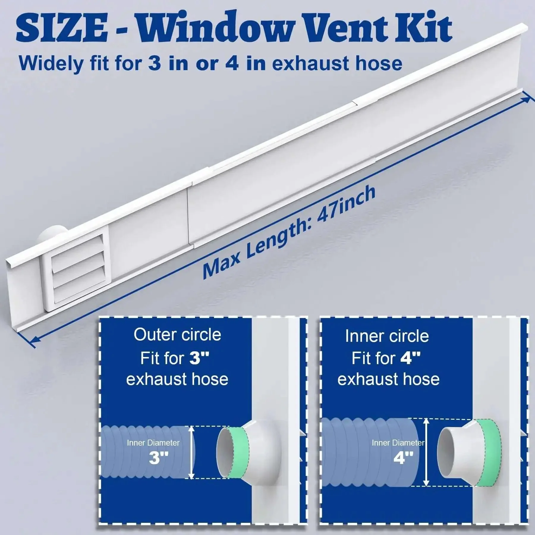 Window Vent Kit With Louvered Cover For 3 Inch And 4 Inch Vent Hose Fits Dryers Laser Engravers And 3D Printer Enclosures With Adjustable Window Seal Panels For Safe Indoor Ventilation - Image 9