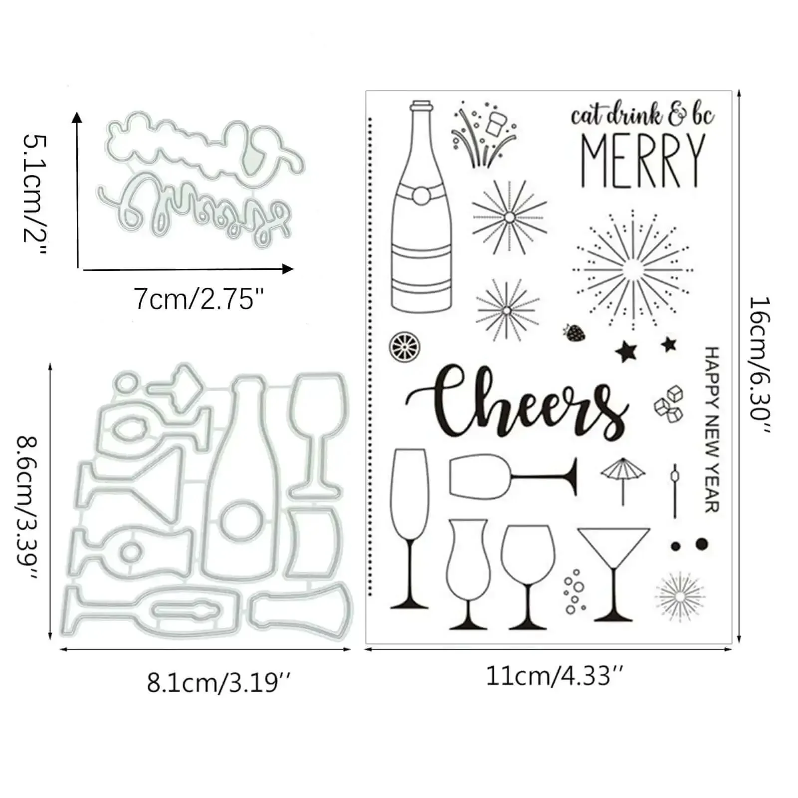 Wine Glass Clear Stamp And Die Set For Card Making And DIY Embossing Silicone Stamp Seals With TPR Material Durable Resists Yellowing Creates Fun Card Ornaments Photo Album Decor And Craft Projects - Image 9