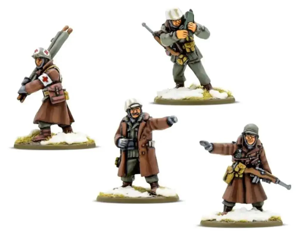 Winter US Army Bolt Action Starter Army Set With 28mm Scale Miniatures For World War II Tabletop Wargaming Includes 36 Plastic Infantry And Metal Officer NCO Medic Radio Operator Two Metal Machine Gun Teams Mortar Team And 105mm Support - Image 6
