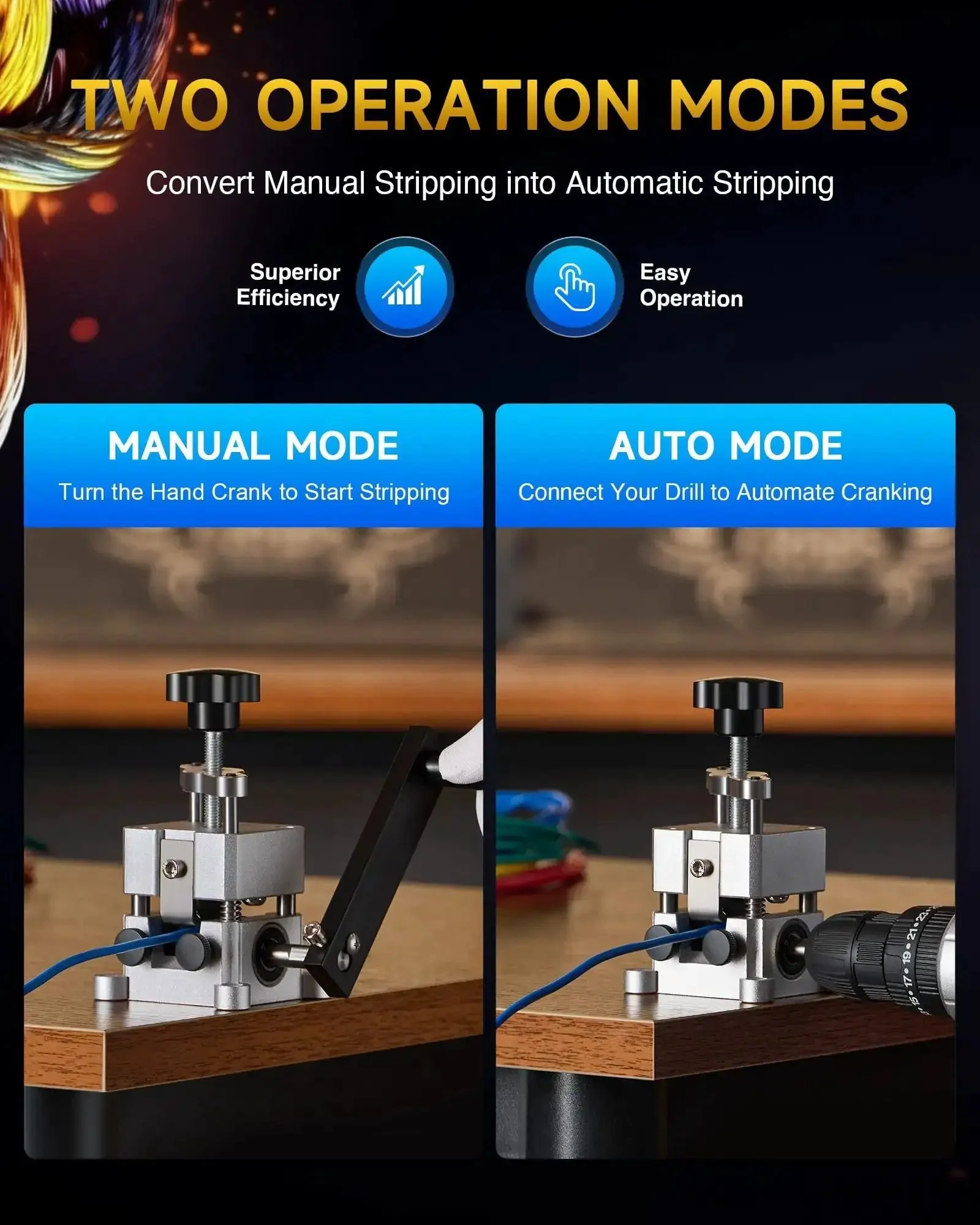 Wire Stripper Machine For Scrap Wires, Manual Crank Or Drill Compatible, 0.06 To 1 Inch Copper Wire Stripping Tool With Dual Feed Hole Plates, Easy Cable Recycling And Cleanup - Image 9
