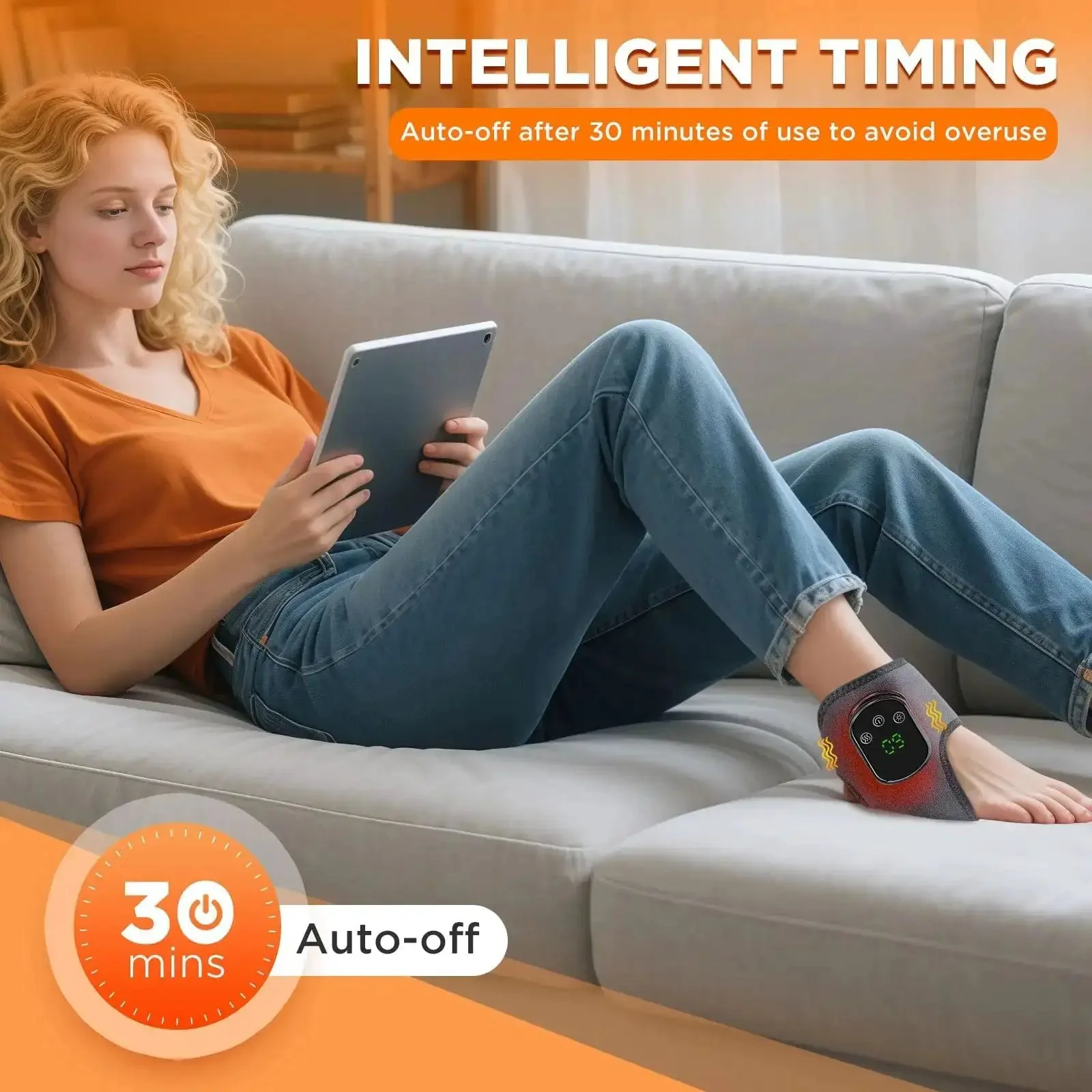Wireless Ankle Heating Pad For Pain Relief And Neuropathy Portable Ankle Massager Wrap With 5 Heating Levels And 3 Vibration Modes Cordless Foot Warmer For Home Office Or Travel On The Go Grey - Image 5