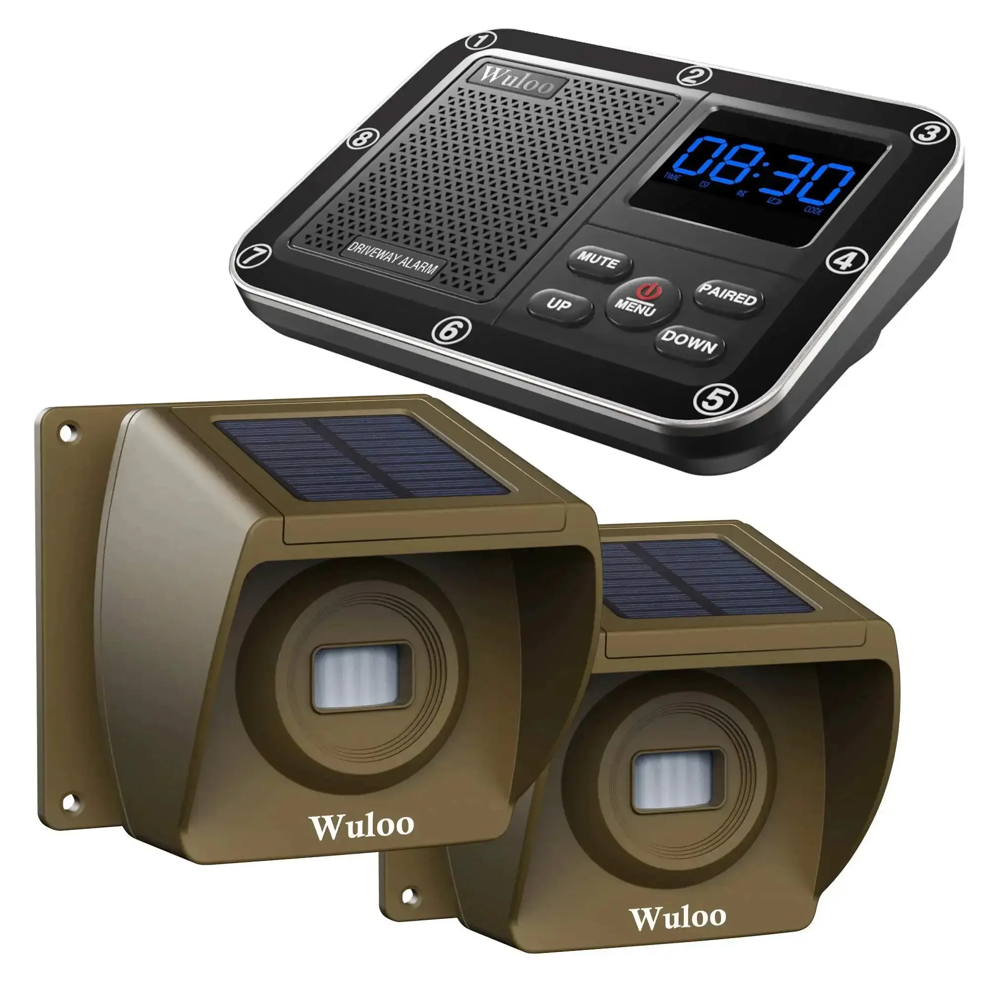 Wireless Driveway Alarm System With Outdoor Motion Sensor, 1800 Ft Range, Weatherproof Receiver, Rechargeable Battery, Mute Mode, No-Fuss Install, Brown For Homes