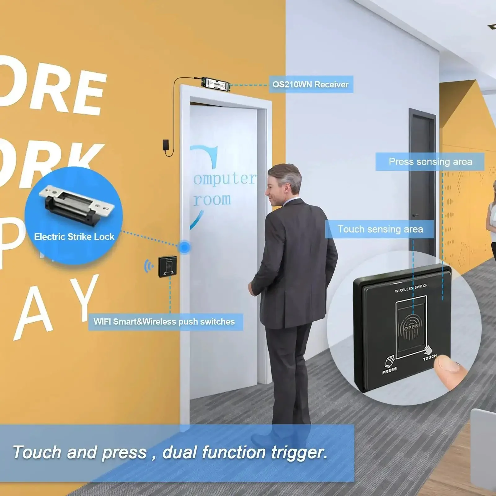 Wireless Magnetic Door Lock Kit With 400lb Holding Power, Remote And Smartphone App Control, WiFi Smart, Tuya, Alexa And Google Home Compatible, No Wiring Needed Push Panel Switch, Electric Strike Lock - Image 5