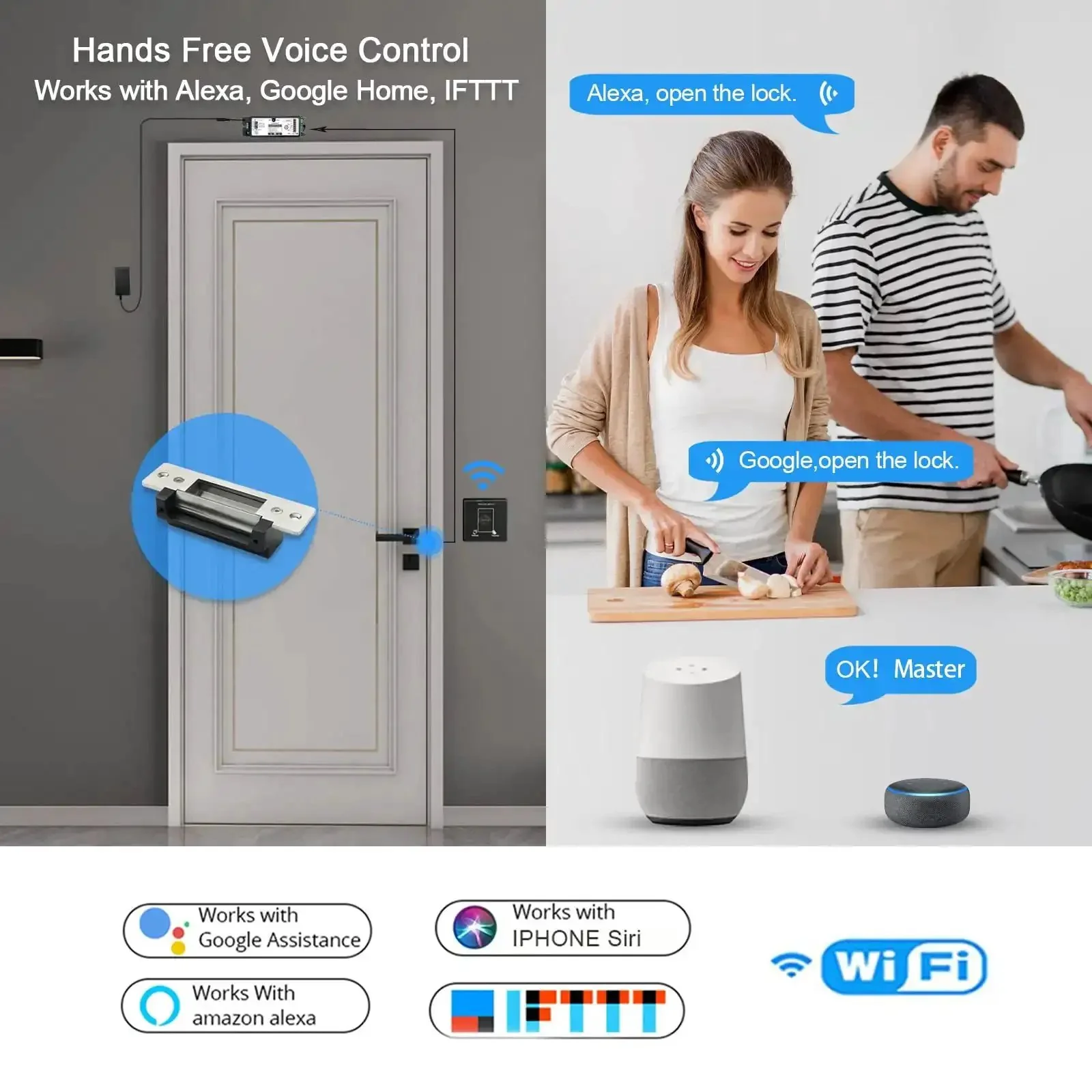 Wireless Magnetic Door Lock Kit With 400lb Holding Power, Remote And Smartphone App Control, WiFi Smart, Tuya, Alexa And Google Home Compatible, No Wiring Needed Push Panel Switch, Electric Strike Lock - Image 6