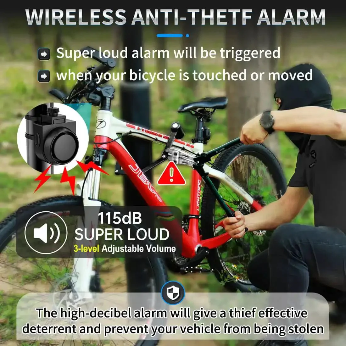 Wireless Remote Bike Alarm With 115dB Siren Motion Sensor 3 Level Volume Waterproof USB C Rechargeable Thief Proof Security System For Motorcycle For Vehicle - Image 6