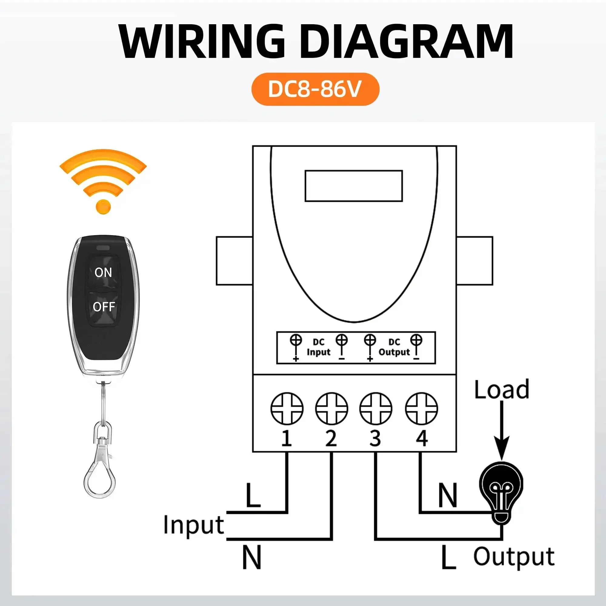 Wireless Remote Switch With 30A Relay For 8V 12V 24V 48V 72V And 86V DC Systems, RF Remote Control With 328 Feet Range, Plug And Play Setup, Ideal For Anti Theft Alarms, Security Systems, And Roller Shutter Doors - Image 4