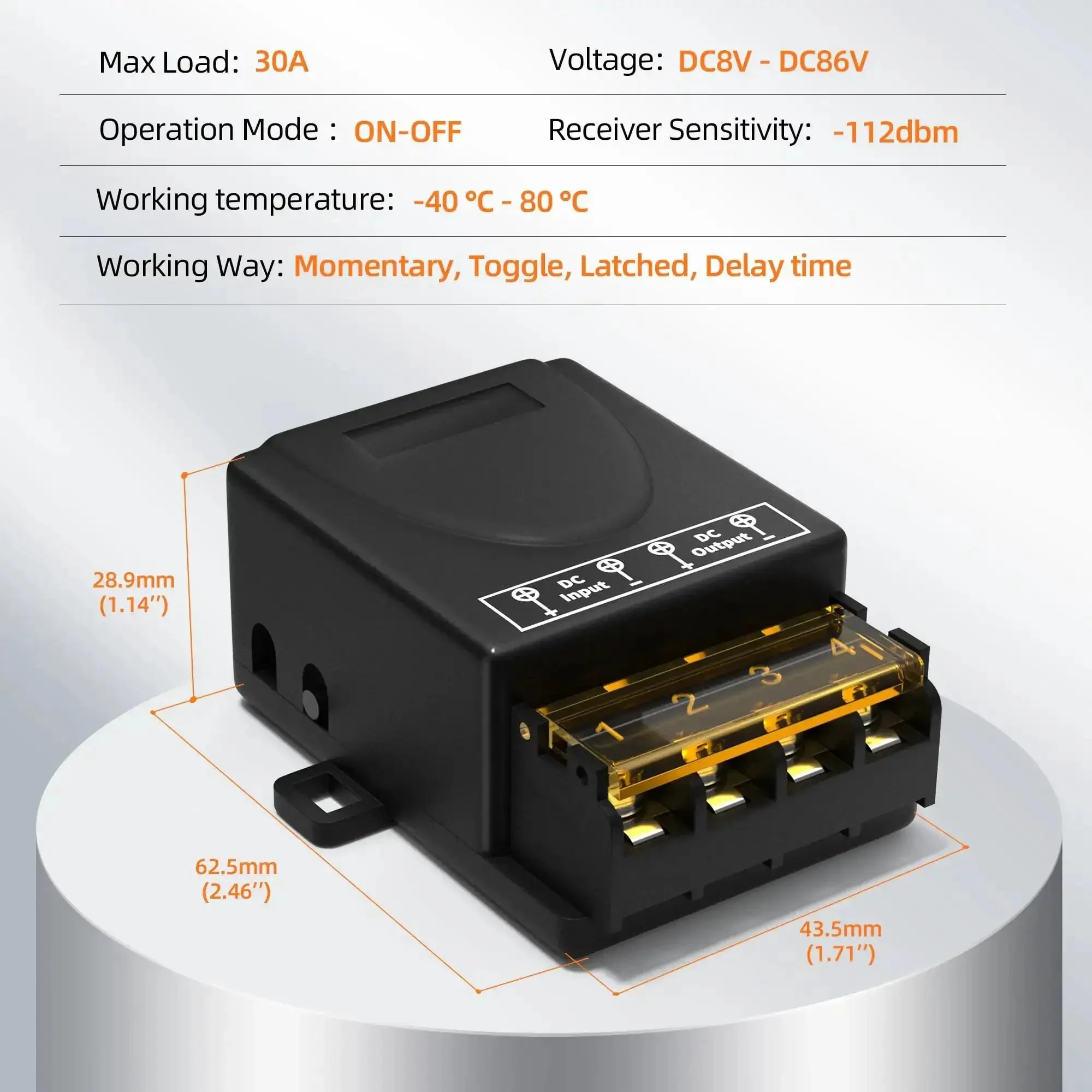 Wireless Remote Switch With 30A Relay For 8V 12V 24V 48V 72V And 86V DC Systems, RF Remote Control With 328 Feet Range, Plug And Play Setup, Ideal For Anti Theft Alarms, Security Systems, And Roller Shutter Doors - Image 6