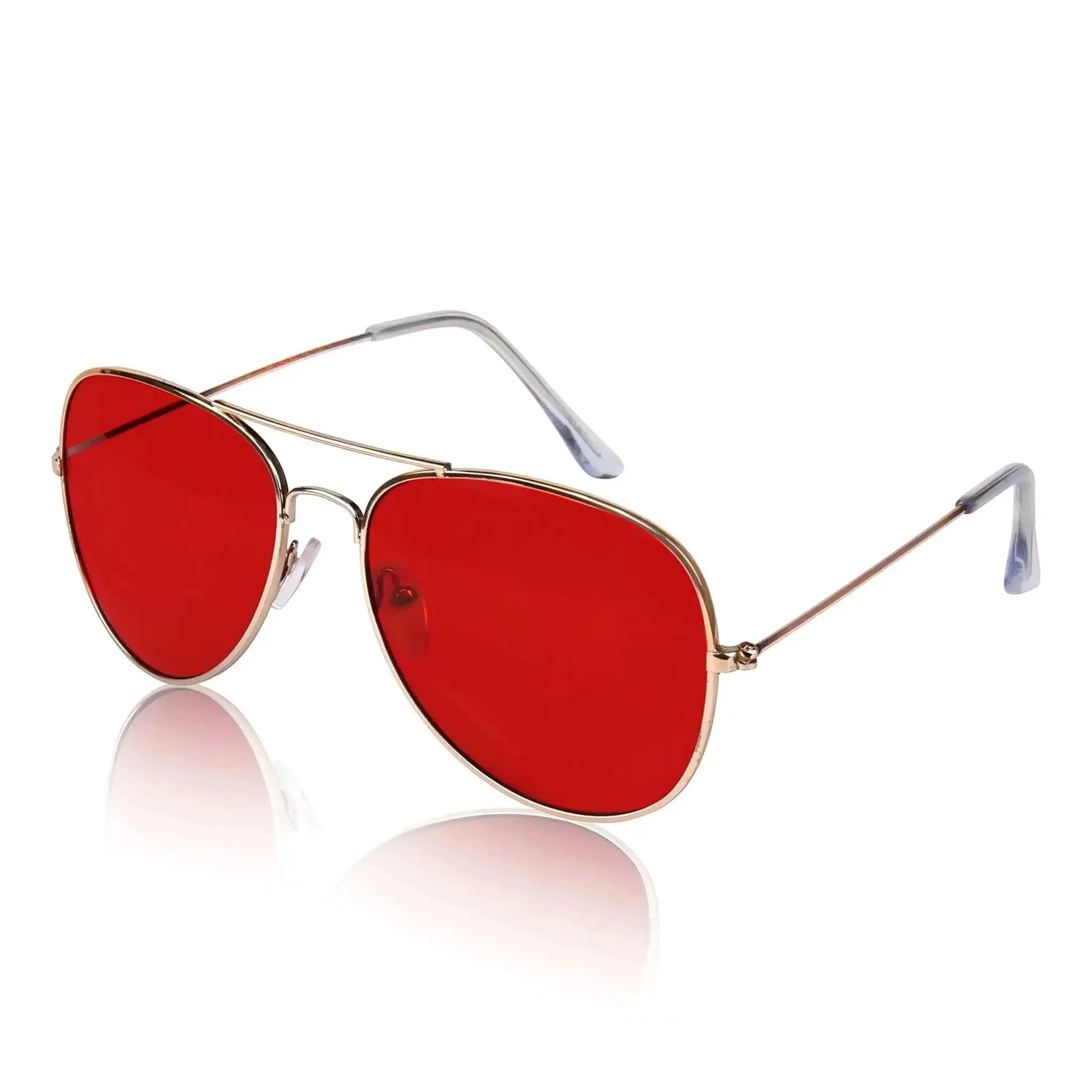 Women Aviator Sunglasses With Gold Red Tint Lenses Durable Metal Wire Frame Police Inspired Style Cool Fashion Accessory For Women Baddie Vibe Halloween Costume Ready