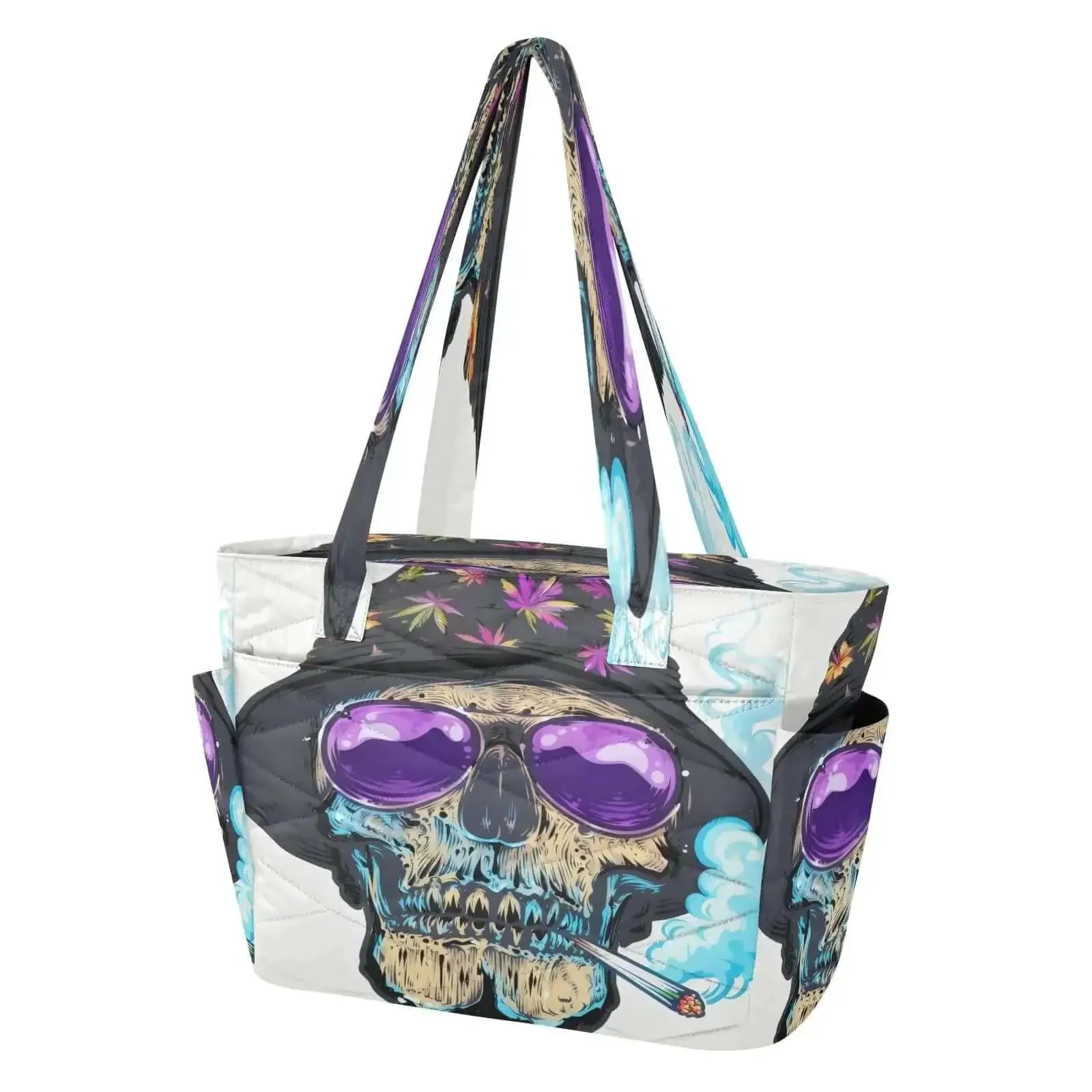 Women Tote Bag With Zipper, Lightweight Diamond Quilted Polyester, All Over Print, Durable Work And Travel Tote With Pocket, Perfect Nurse Bag For Hospital, Beach And Everyday Use On The Go