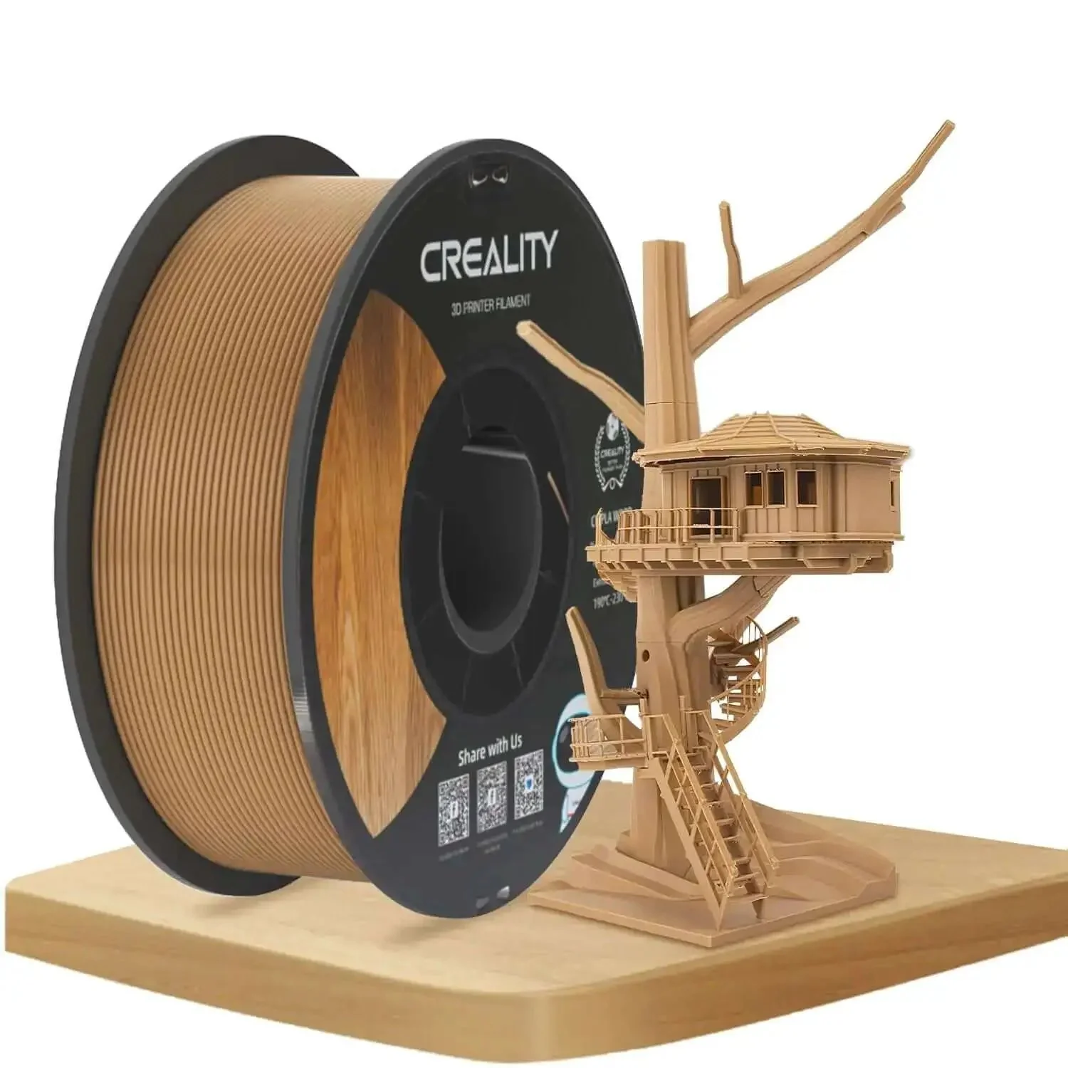 Wood Filament PLA 1.75mm For 3D Printing Real Wood Texture Silk Finish 1kg Spool Compatible With All FDM Printers Eco Friendly Low Waste And Super Easy To Print With Toughness And Rich Wood Look