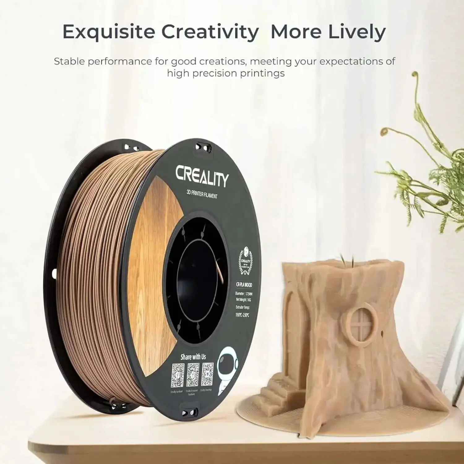 Wood Filament PLA 1.75mm For 3D Printing Real Wood Texture Silk Finish 1kg Spool Compatible With All FDM Printers Eco Friendly Low Waste And Super Easy To Print With Toughness And Rich Wood Look - Image 5