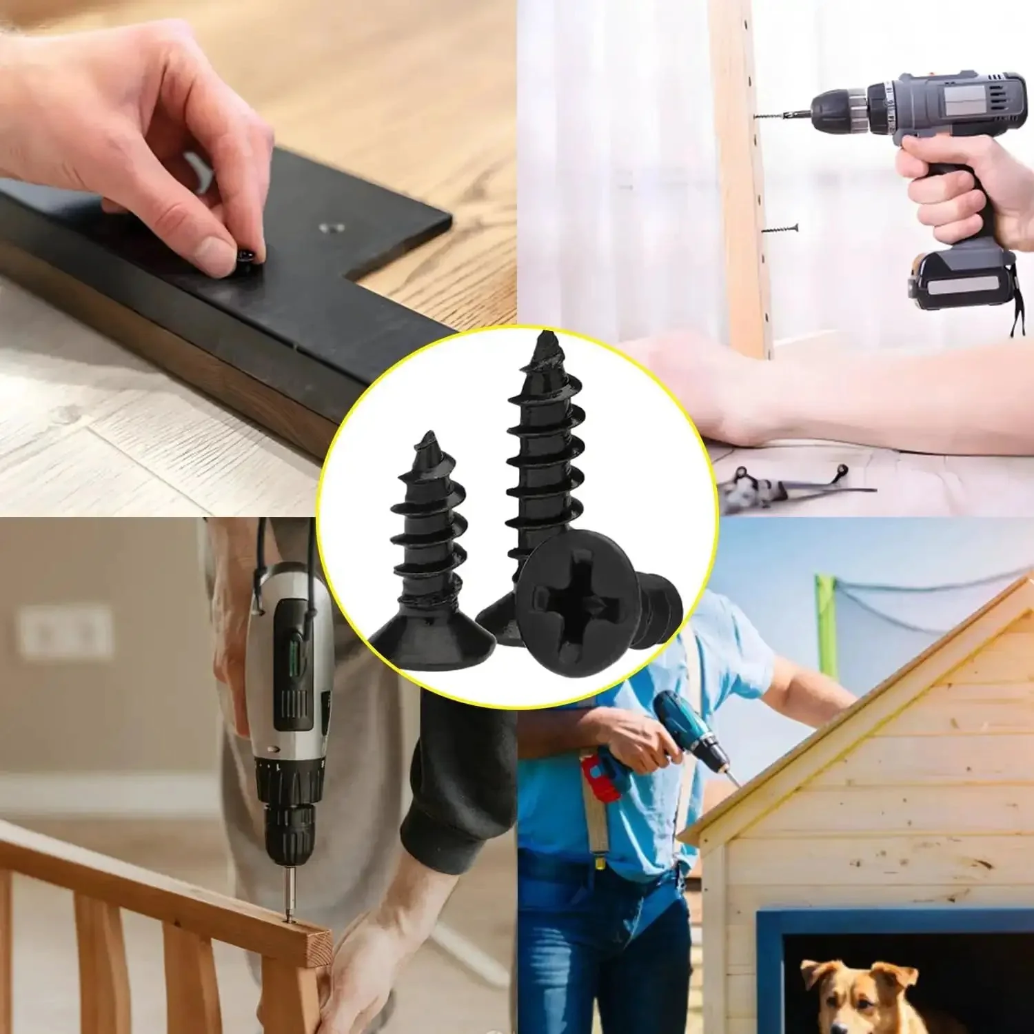Wood Screws Assortment Kit With 600 Pieces Self Tapping Phillips Drive Flat Head Carbon Steel Black Screws In Four Sizes Quarter Inch Five Sixteenths Inch Three Eighths Inch And Half Inch For Woodworking Hardwood Drywall - Image 2