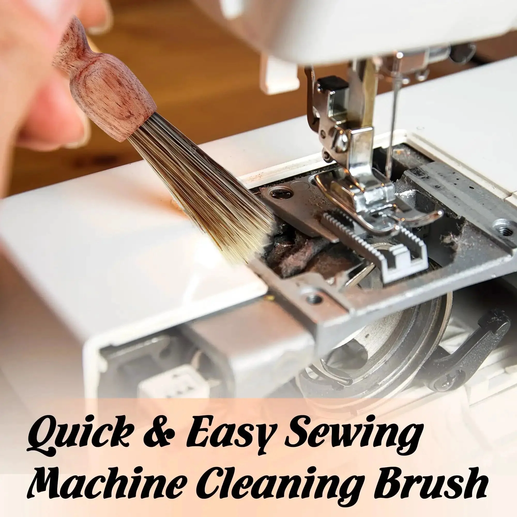 Wooden Lint Brush For Sewing Machines And Sergers With Built In Hanging Strap Cleans Fabric Fibers From Small Corners Handy Pro Grade Sewing Machine Cleaning Brush For Detail Work - Image 3