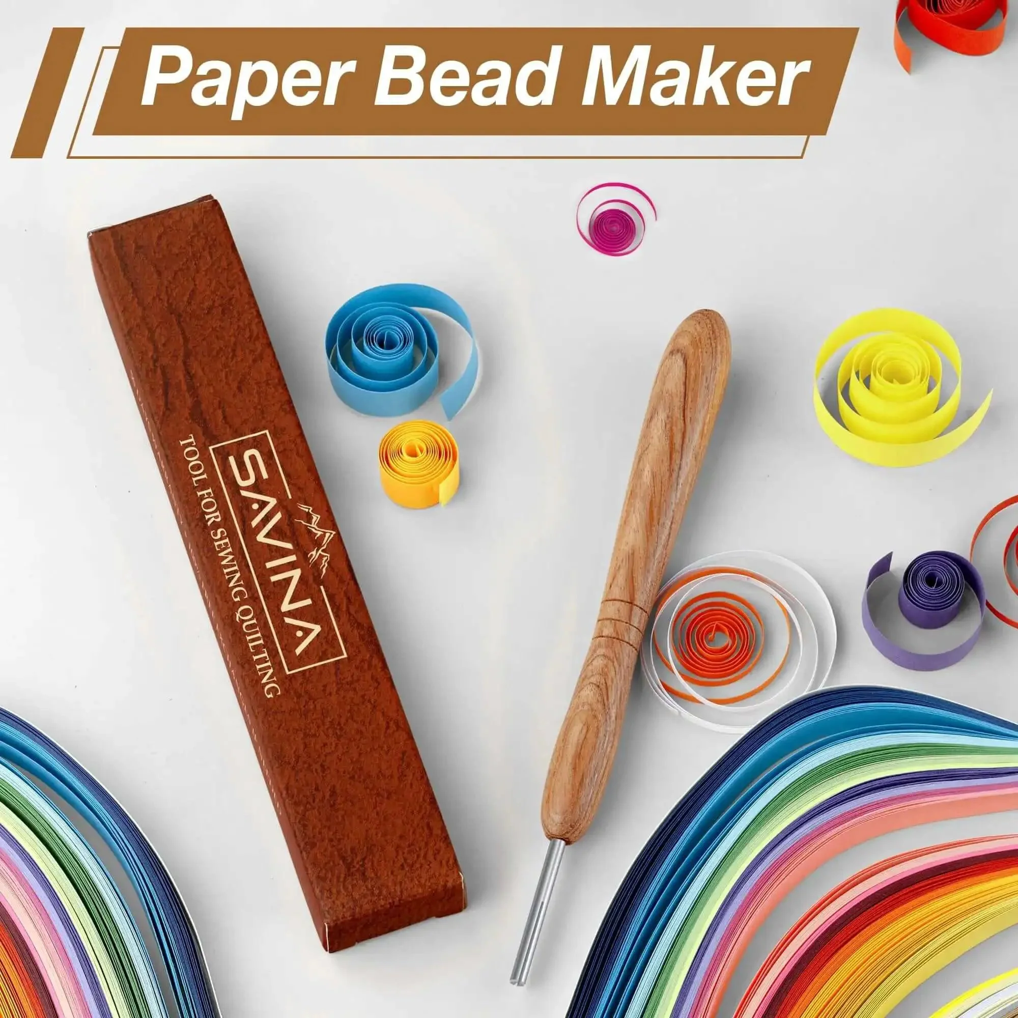 Wooden Paper Bead Roller With Slotted Metal Tip For Easy Quilling Slick Handcrafted Hardwood Bead Making Tool With Ergonomic Handle For DIY Paper Jewelry And Craft Projects - Image 2