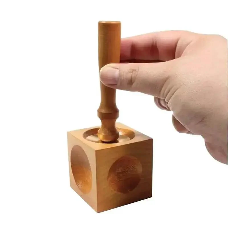 Wooden Square Dapping Block Punch Kit for DIY Doming and Stamping of Soft Metals Like Gold Silver Copper Aluminum with Concave Surfaces Includes 1 Block and 2 Punches for Jewelry Making - Image 2