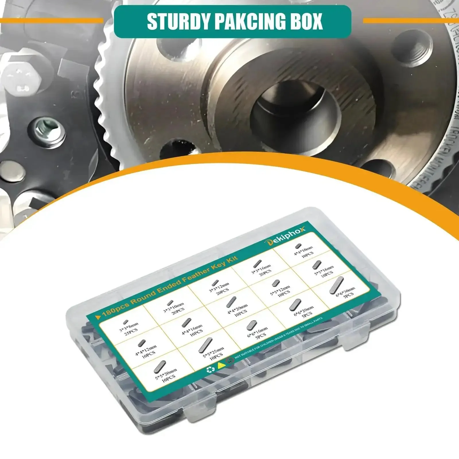 Woodruff Key Stock Assortment Kit With 180 Pieces 15 Round End Feather Keys Parallel Drive Shaft Keys For Fasteners Mechanical Industry Crankshaft Applications High Hardness Carbon Steel With Abrasion And Vibration Resistance - Image 2