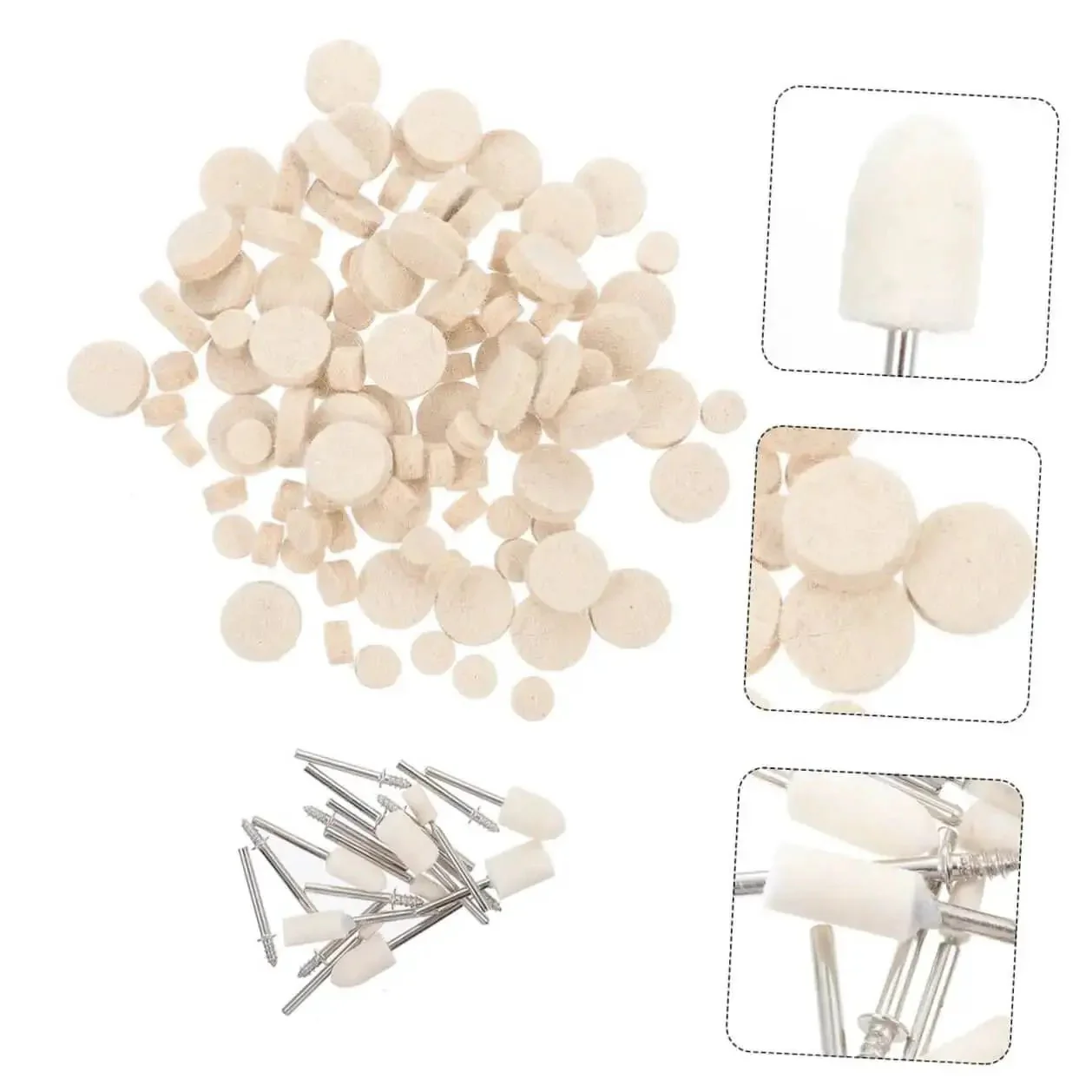Wool Felt Polishing Wheel Set With Mandrel Handle, 120 Pcs Buffing Wheels For Rotary Tool, Ideal For Metal And Automotive Finishing, Reaches Tight Spots, Easy Storage, Durable Buffing And Grinding Supplies - Image 5