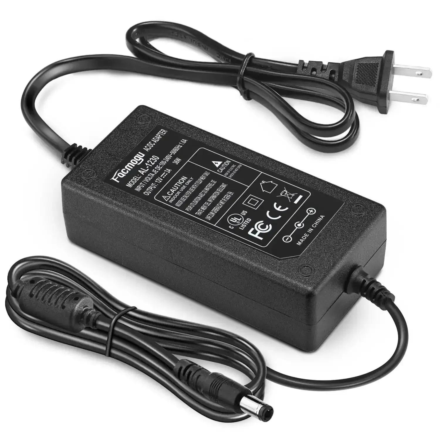 Workhorse 12V 3A Power Adapter for Low Power Devices, 100 To 240V AC Input To DC 12V 36W Desktop Supply With 5.5x2.5mm and 5.5x2.1mm Barrel Connectors, Safe Plug In Transformer - Image 3