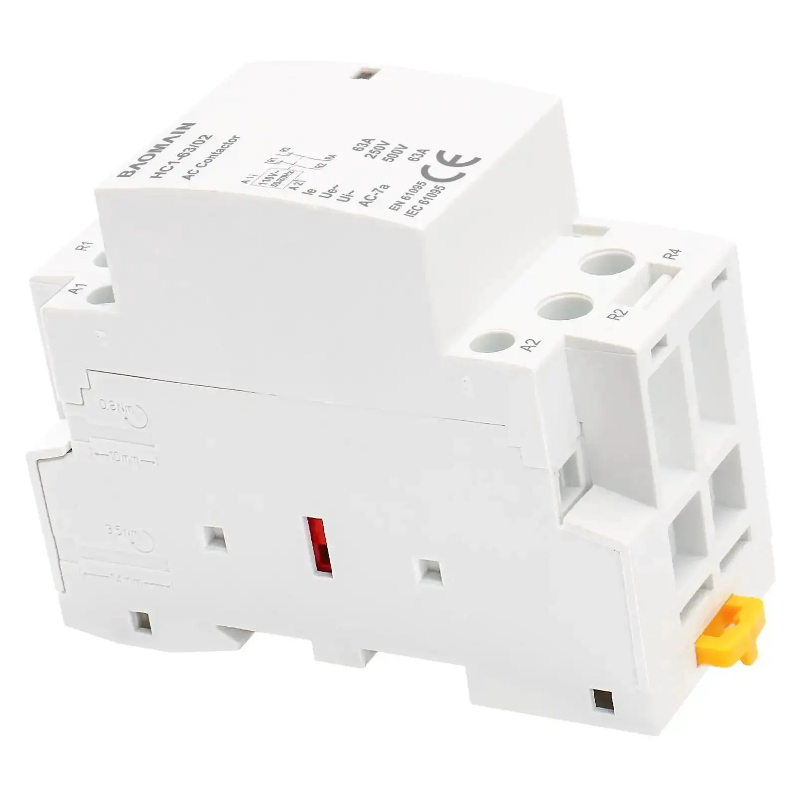 Workhorse 63 Amp Two Pole DIN Rail Mount Contactor With 110V AC Coil, 2NC Normally Closed For Home And Industrial Lighting, HVAC And Motor Control, Heavy Duty Industrial Switchgear Model BCT-63-02 HC1-63-02 - Image 3