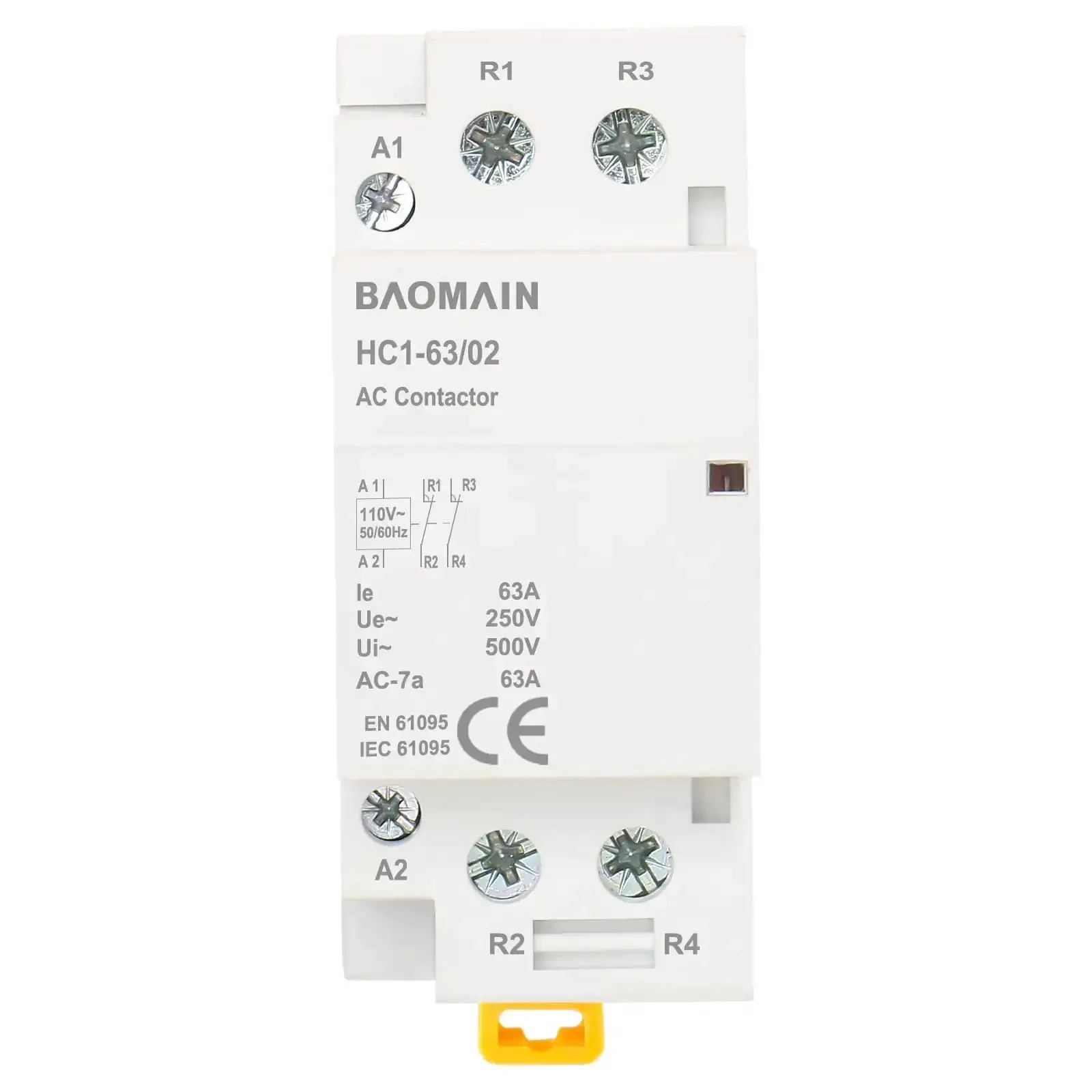 Workhorse 63 Amp Two Pole DIN Rail Mount Contactor With 110V AC Coil, 2NC Normally Closed For Home And Industrial Lighting, HVAC And Motor Control, Heavy Duty Industrial Switchgear Model BCT-63-02 HC1-63-02 - Image 5