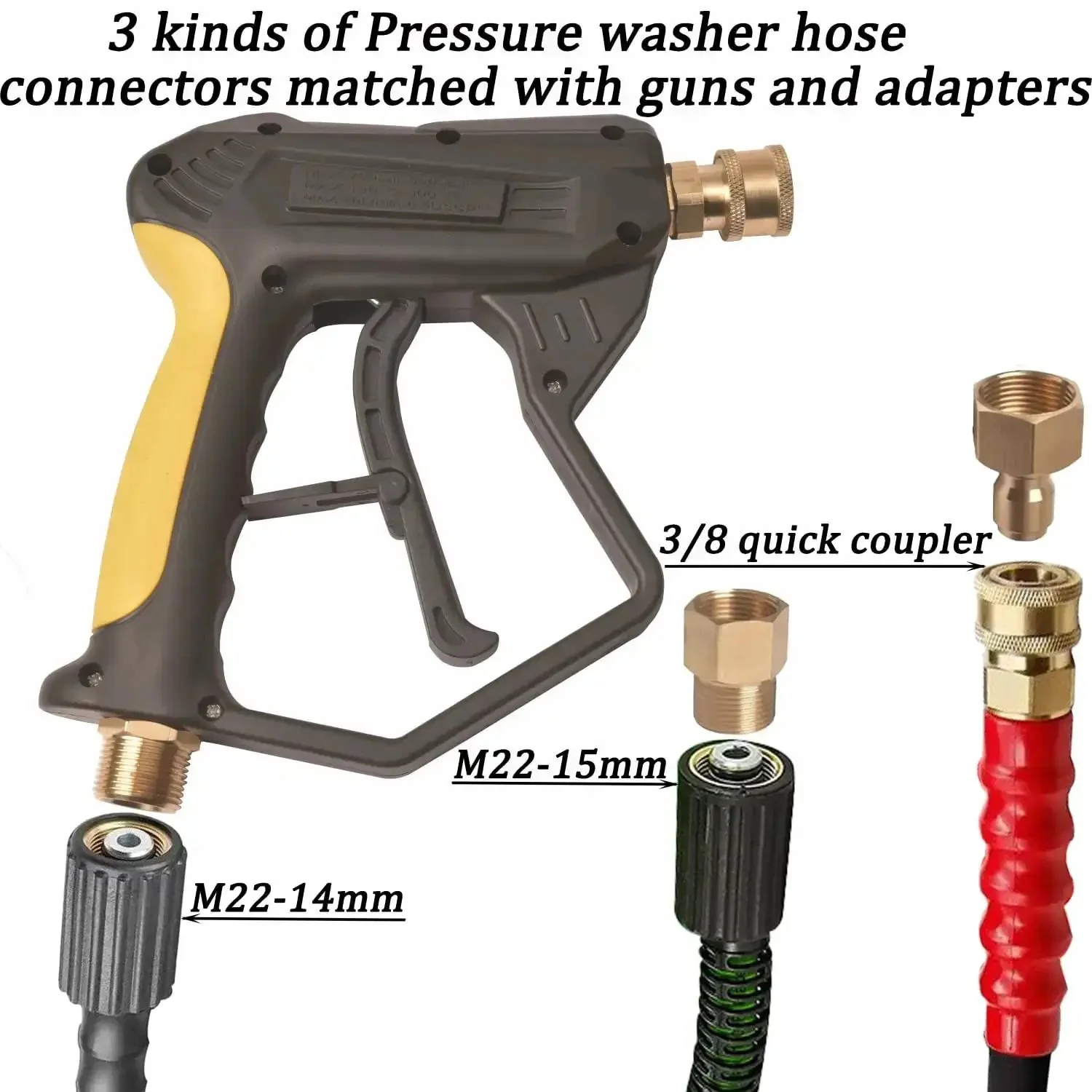 X-887 High Pressure Washer Gun With Foam Cannon Kit, 2 Adapters And 7 Nozzles For Car Washing, Up To 5000 PSI, Brass Foam Lance Core, One Quarter Inch Quick Connect, Easy Grip Handle, Heavy Duty Wash - Image 5
