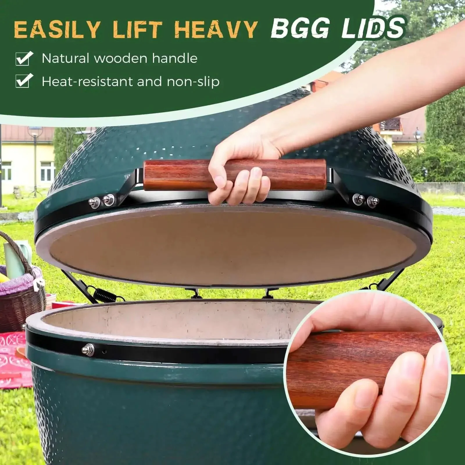 X Large Green Egg Hinge And Band Replacement Kit With Carbon Steel Hinges, Tough Springs, Easy Grip Handle, Full Hardware Set For Big Egg Grill Upgrade, Includes Bands, Nuts, Bolts, Gaskets And Wrench - Image 5