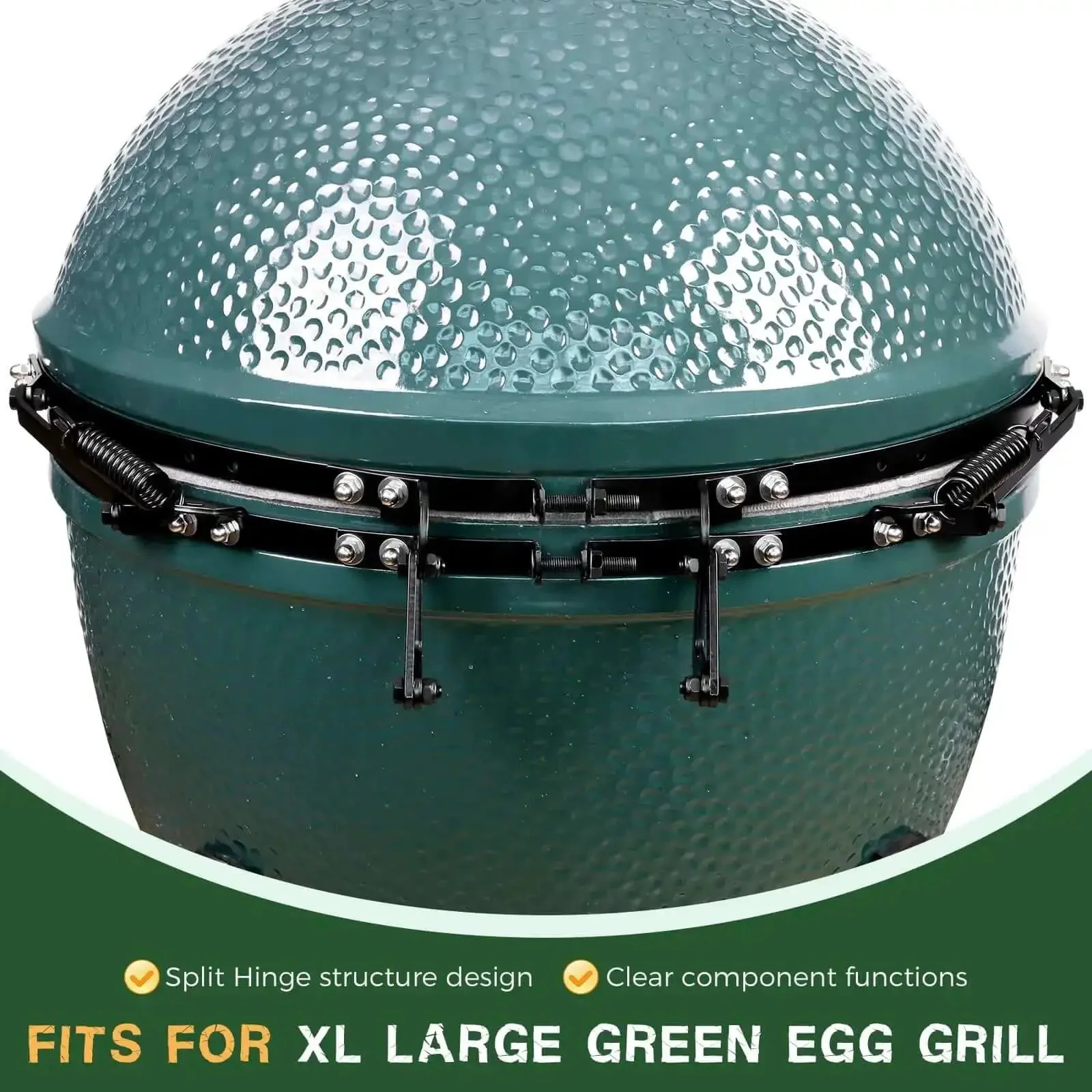 X Large Green Egg Hinge And Band Replacement Kit With Carbon Steel Hinges, Tough Springs, Easy Grip Handle, Full Hardware Set For Big Egg Grill Upgrade, Includes Bands, Nuts, Bolts, Gaskets And Wrench - Image 6