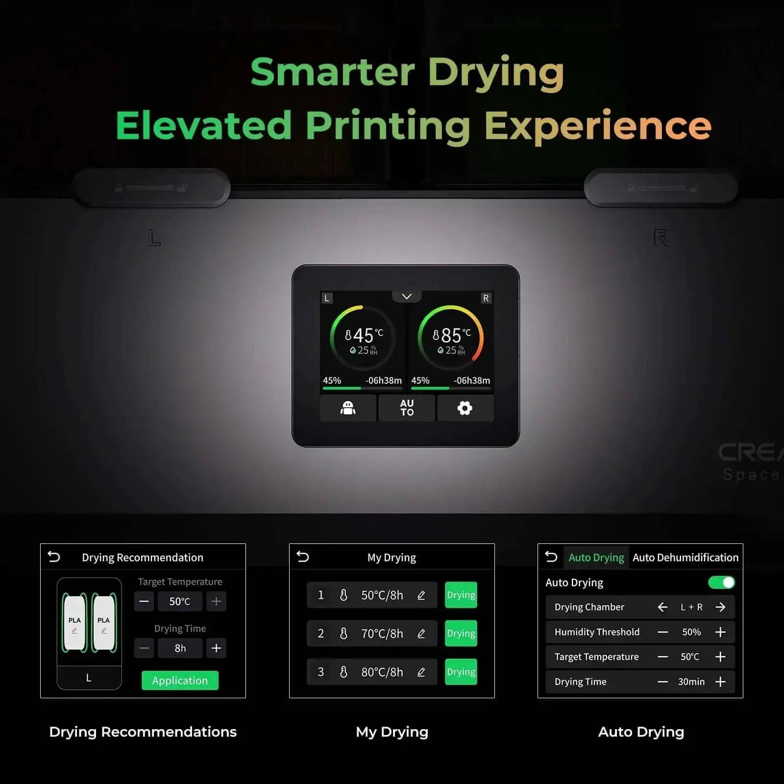 X4 Filament Dryer Box For 3D Printers With Dual Independent Heating Chambers 200W PTC Heats Up To 85 Degrees Celsius Fast Drying Stores Four Spools Compatible With PLA PETG ABS TPU PA - Image 5