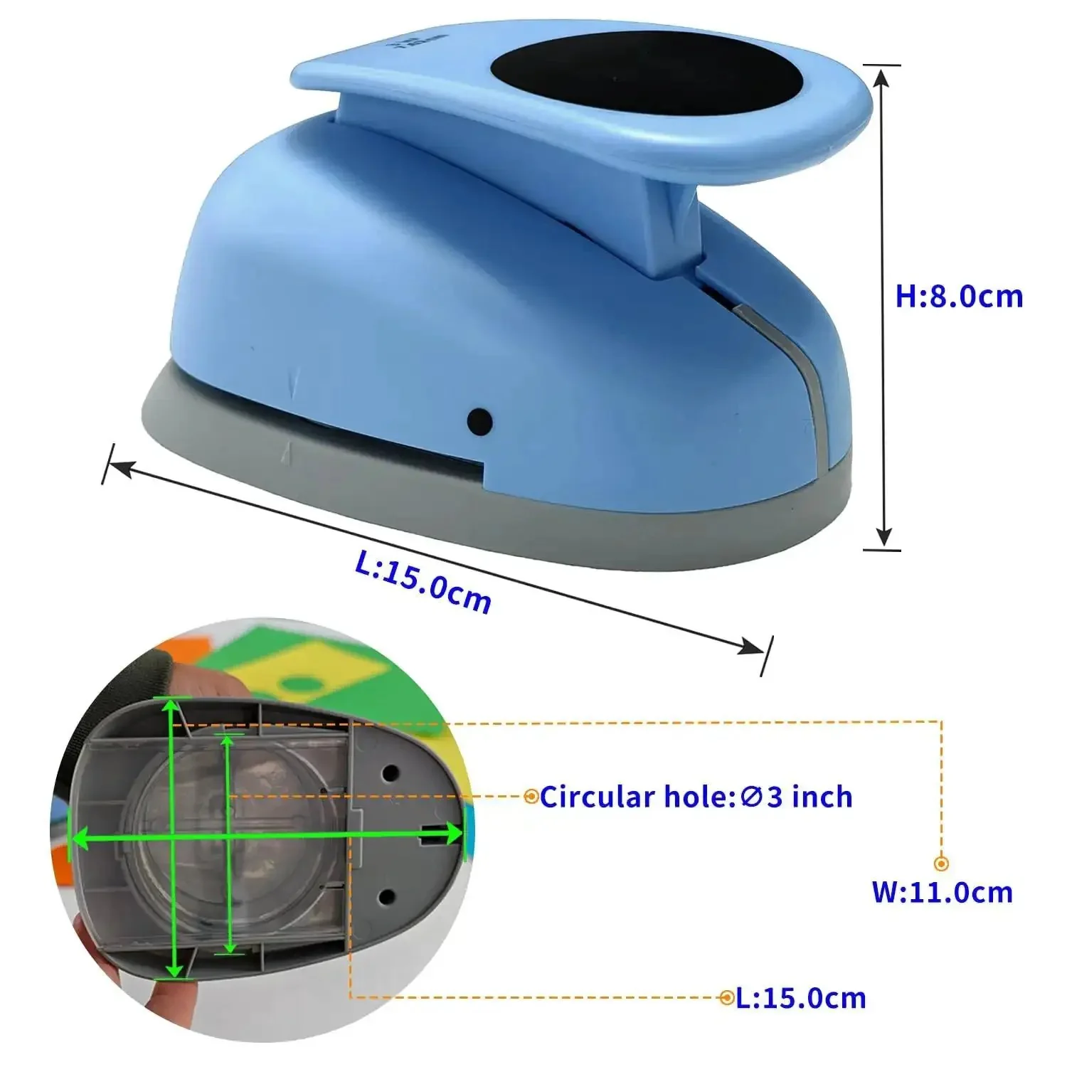 XL 3 Inch Circle Punch For Paper Crafts And Scrapbooking Easy To Use Spring Action Lever Cutter For Cardstock Gift Wrapping And Arts Projects Perfect For Holiday DIYs And Birthday Gifts Blue - Image 9