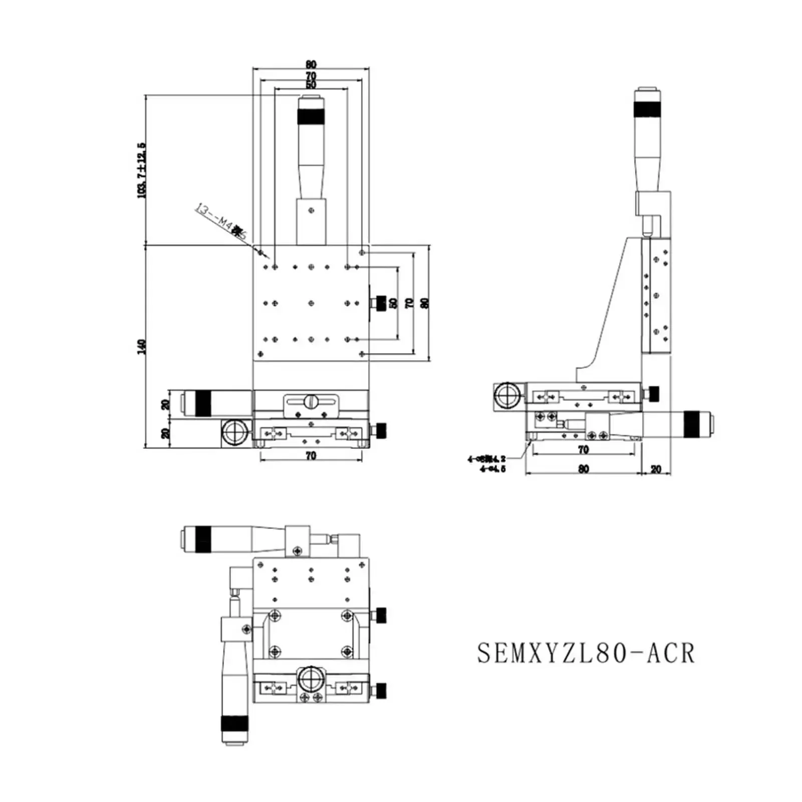 XYZ 3 Axis Manual Linear Positioning Stage 80 By 80 mm Lab Sliding Stage Table With Linear Motion Vertical Lift And Micrometer Fine Tuning Platform Stand Bearing Roller For Pro Grade Precision - Image 5