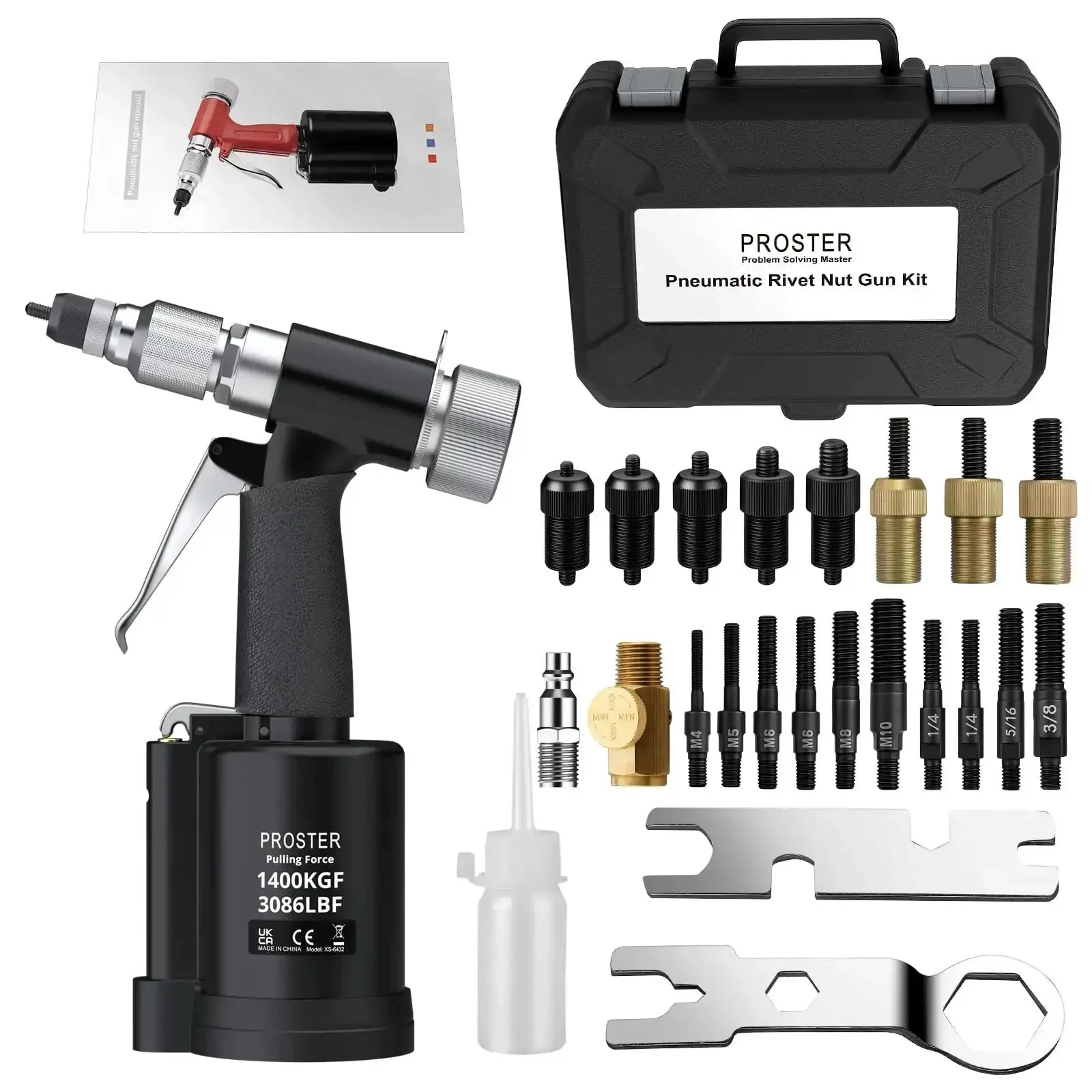 Your Go To Heavy Duty Pneumatic Hydraulic Rivet Nut Set Kit With Eight Mandrels For M4 M5 M6 M8 M10 And Quarter Inch Five Sixteenths And Three Eighths Nuts Includes Storage Case Built For DIY Projects Marine Repairs And Pro Garage Work - Image 3