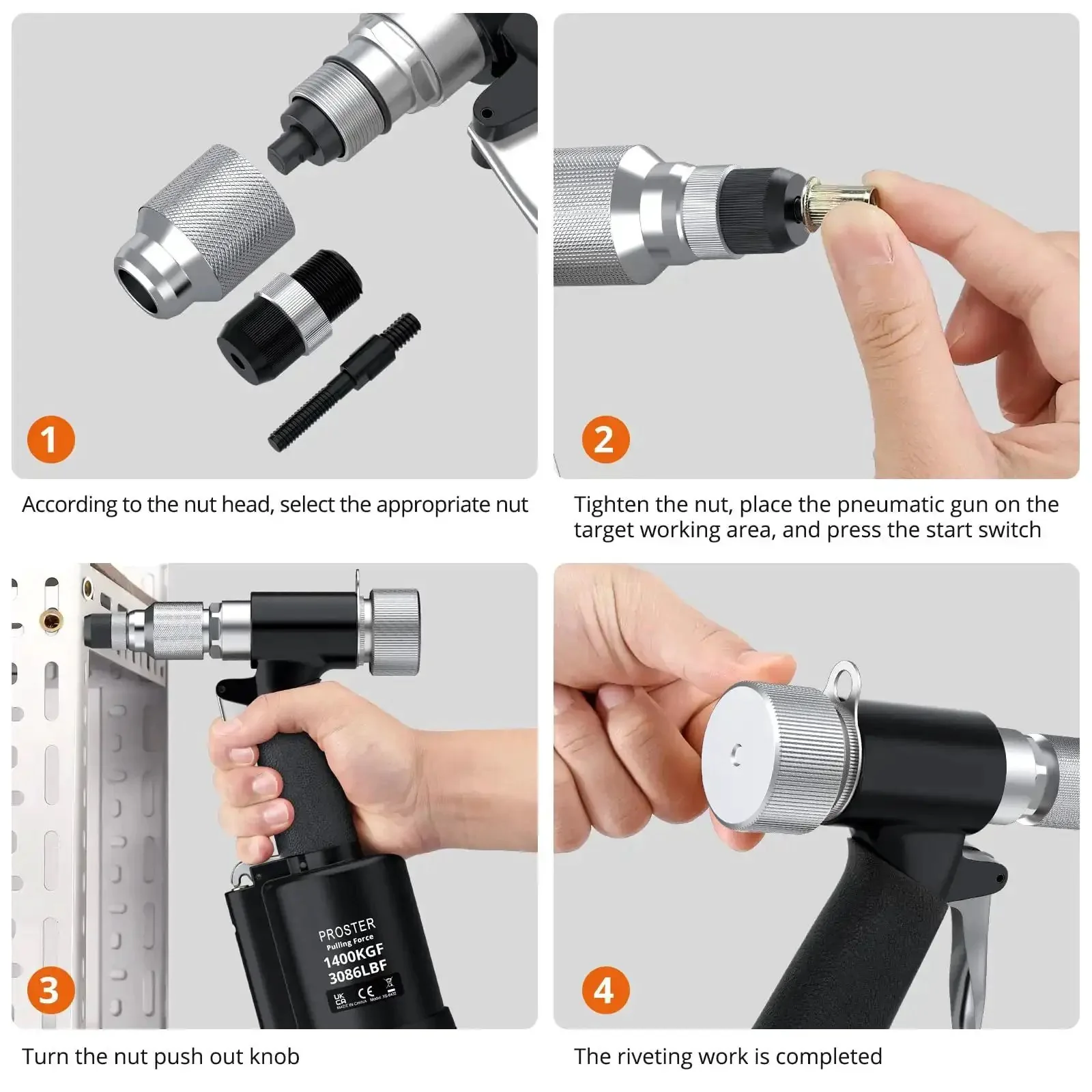 Your Go To Heavy Duty Pneumatic Hydraulic Rivet Nut Set Kit With Eight Mandrels For M4 M5 M6 M8 M10 And Quarter Inch Five Sixteenths And Three Eighths Nuts Includes Storage Case Built For DIY Projects Marine Repairs And Pro Garage Work - Image 6