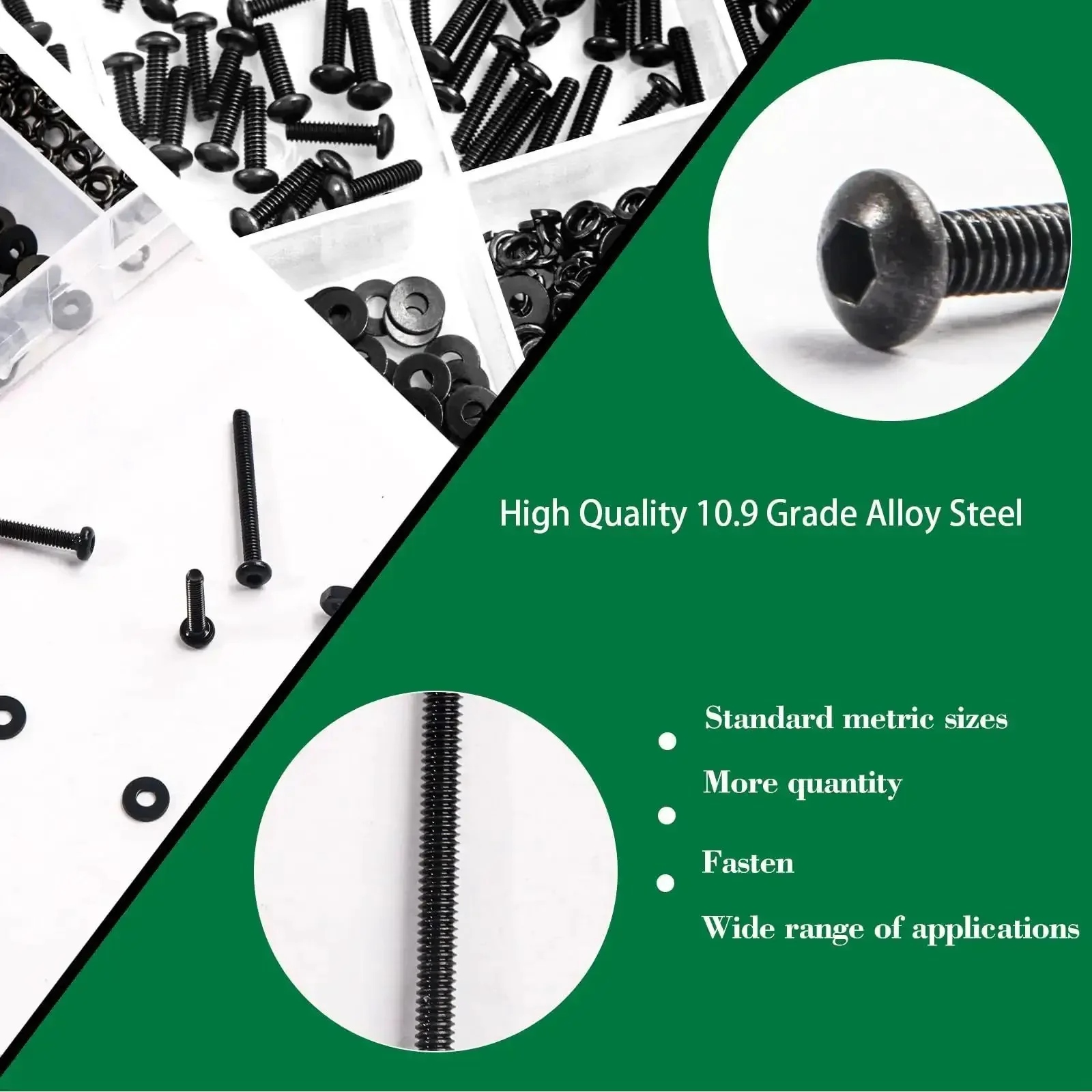 660 Pieces M2 Button Head Hex Socket Cap Screws Fully Threaded Metric Machine Screws M2 By 4 6 8 10 12 16 20mm Mini Grade 10.9 Alloy Steel Black Oxide Anti Rust Oil Coated Bolts Nuts Washers All In One Bolt Kit - Image 3